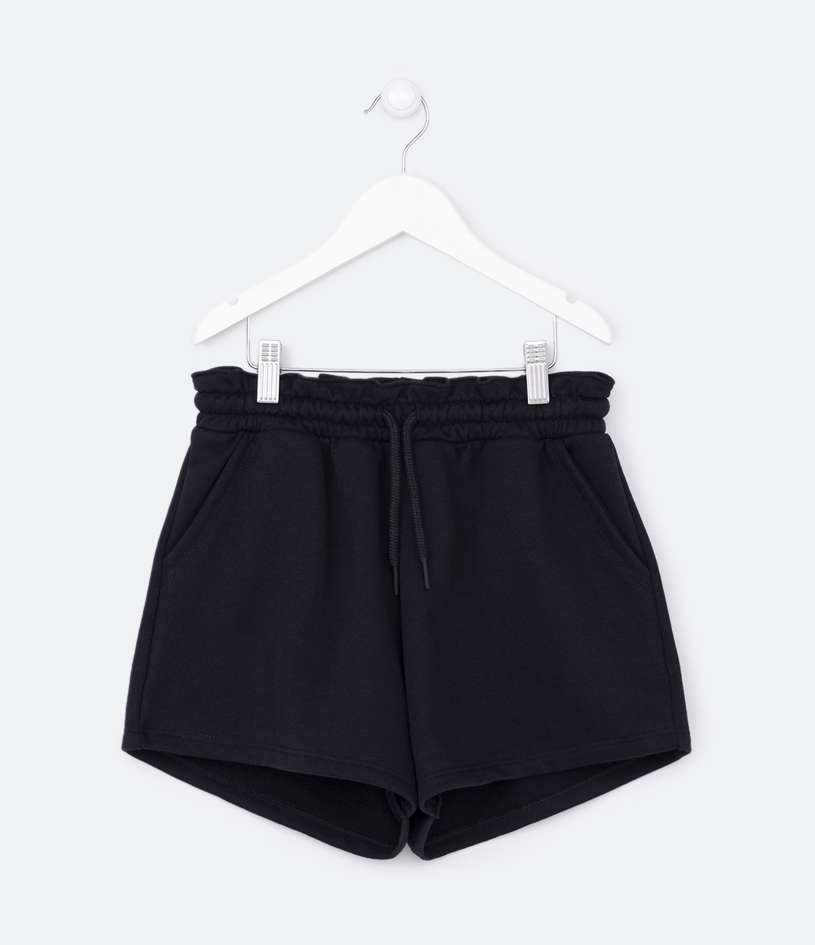 Short Clochard Infantil em Moletinho com Bolso - Tam 5 a 14 Anos Preto 1