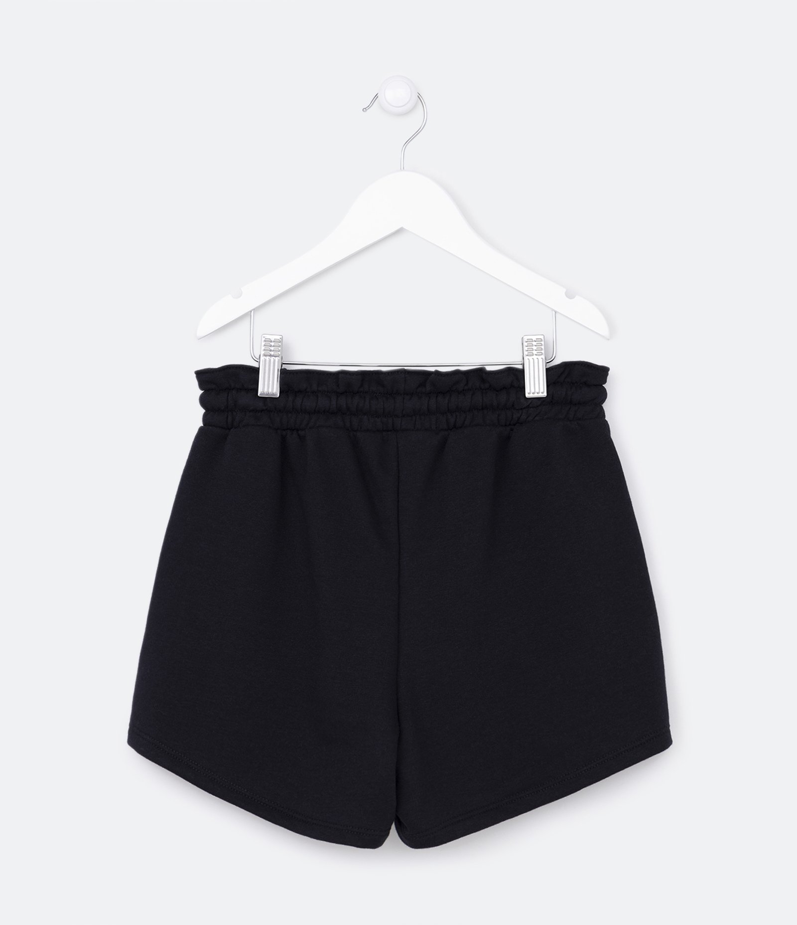 Short Clochard Infantil em Moletinho com Bolso - Tam 5 a 14 Anos Preto 2