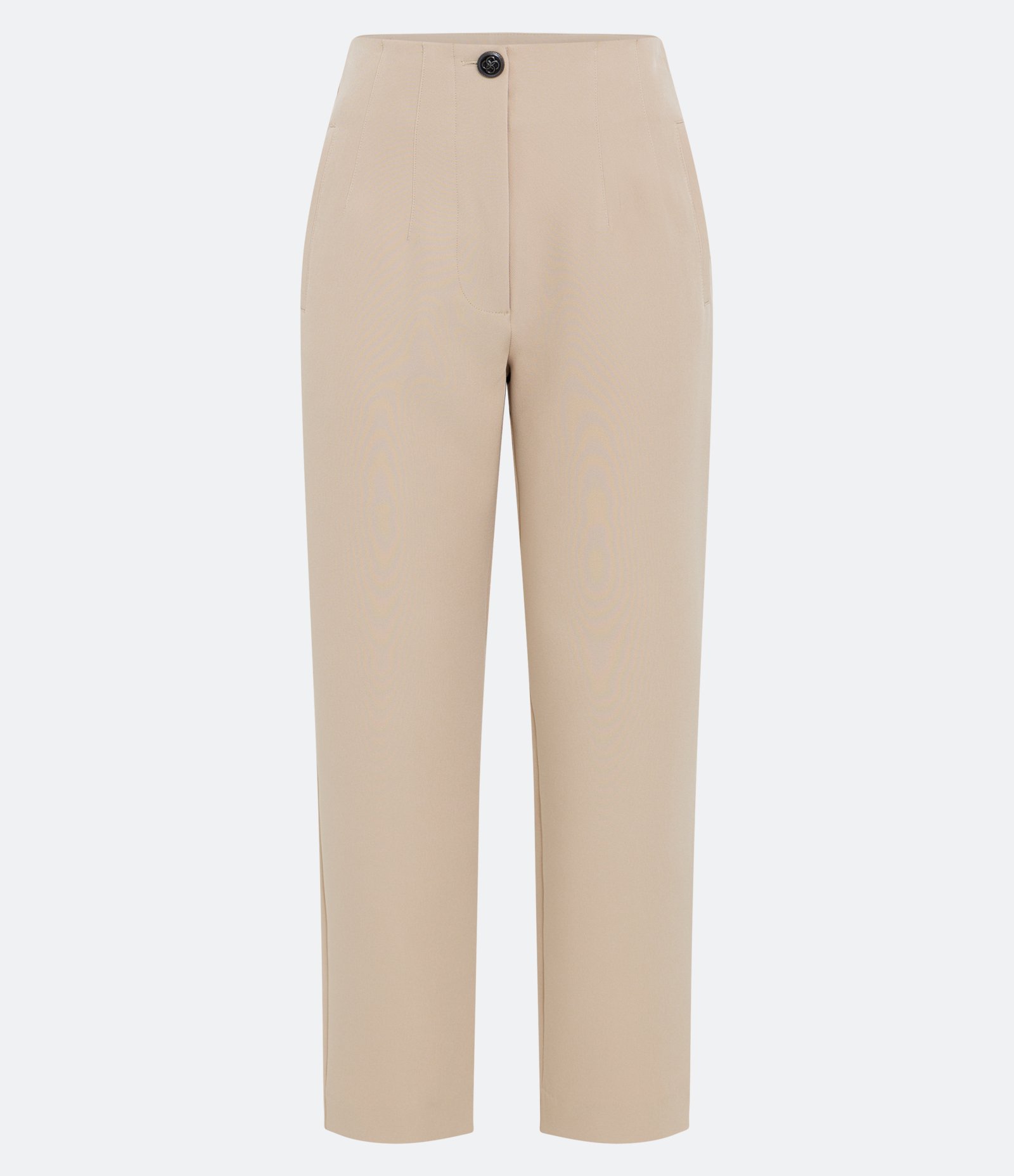 Calça Cenoura Alfaiatada com Botão Decorado no Cós Bege 1