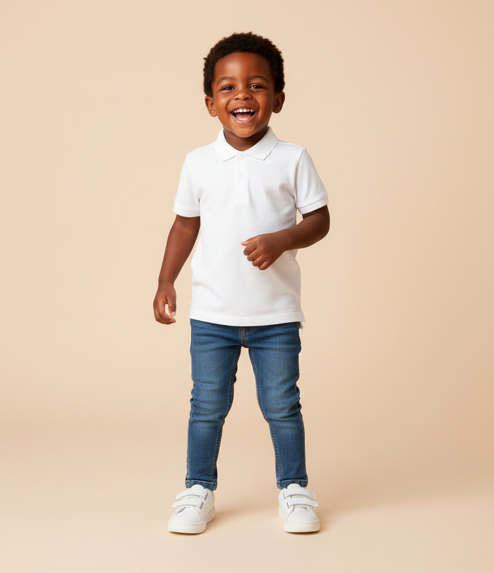 Camiseta Polo Infantil com Bordado - Tam 1 a 5 Anos Branco Fosco 1