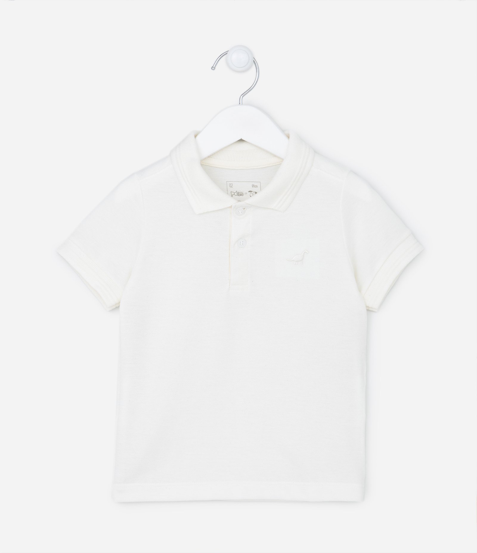 Camiseta Polo Infantil com Bordado - Tam 1 a 5 Anos Branco Fosco 1
