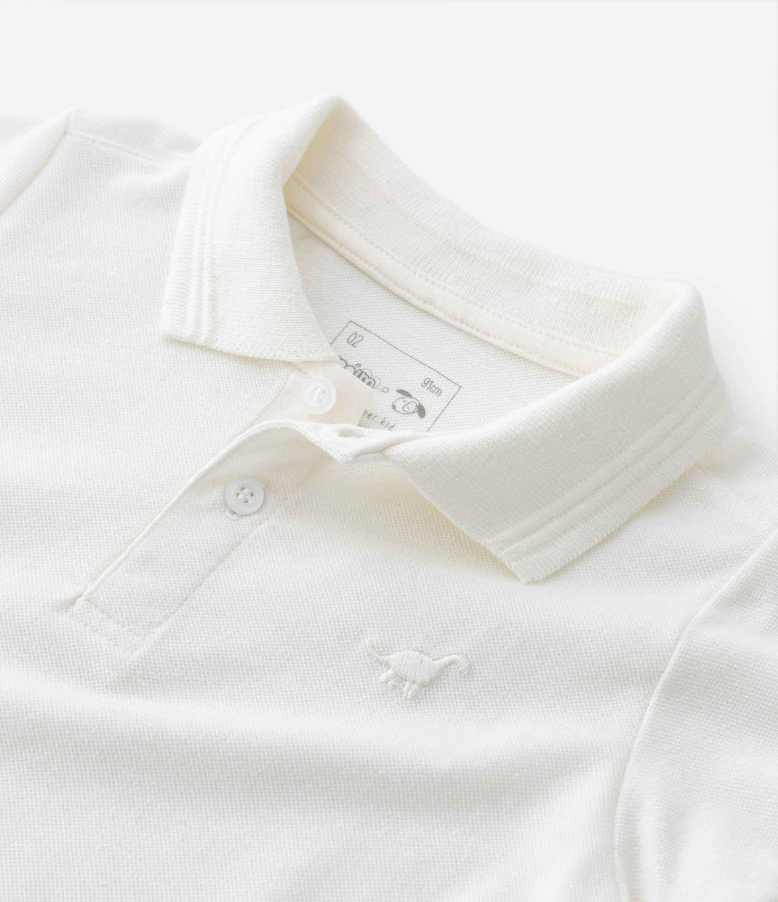 Camiseta Polo Infantil com Bordado - Tam 1 a 5 Anos Branco Fosco 6