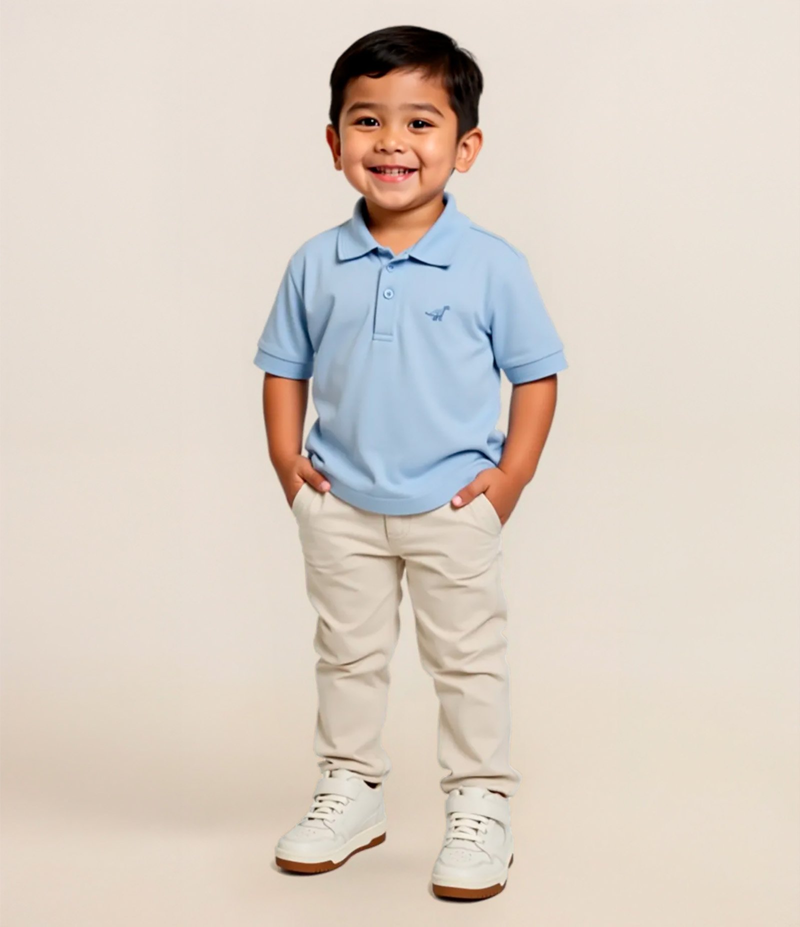 Camiseta Polo Infantil com Bordado - Tam 1 a 5 Anos Azul 1