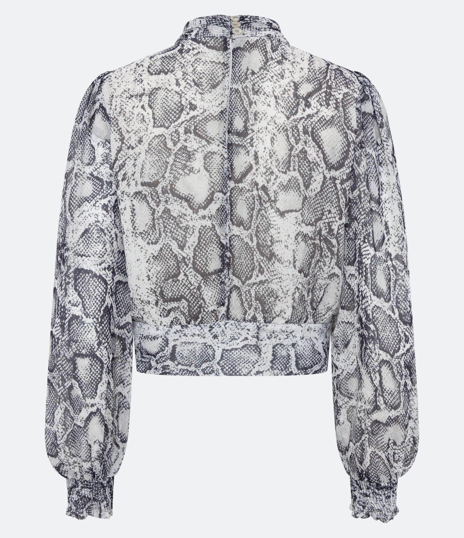 Blusa Curta em Chiffon com Estampa Animal Print Cobra Branco Neve 2