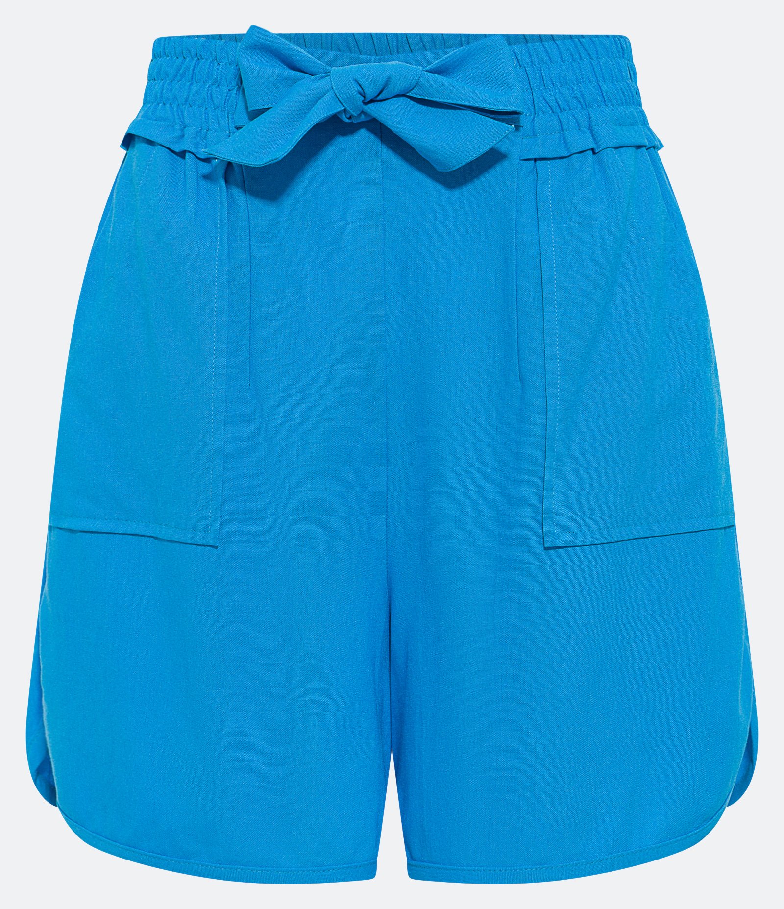 Short Runner Cintura Média em Viscolinho com Laço no Cós Azul 1
