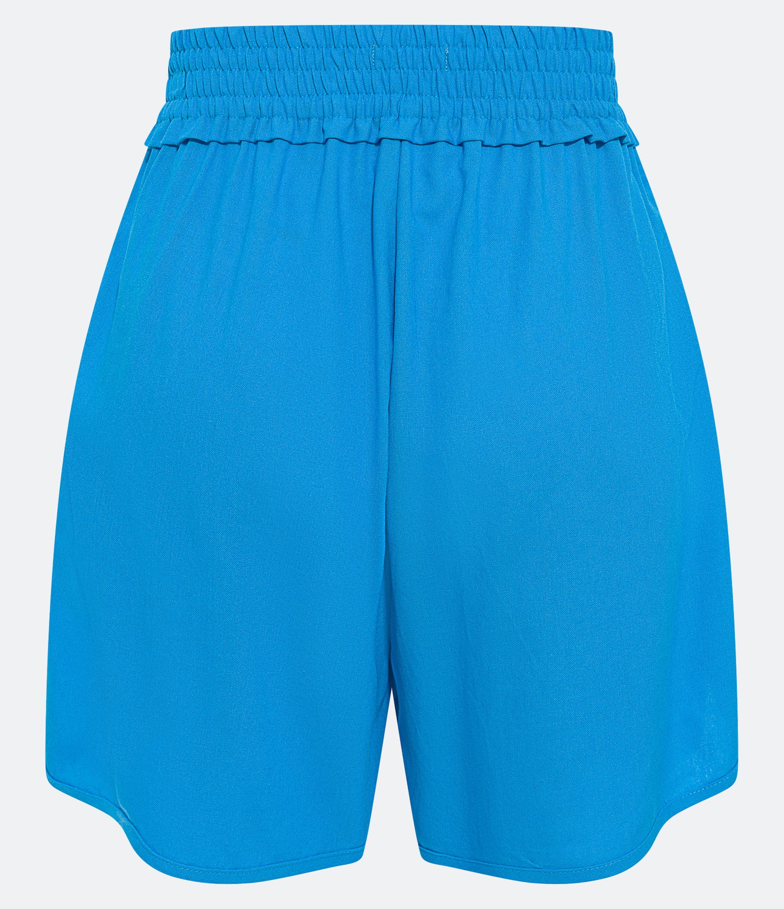 Short Runner Cintura Média em Viscolinho com Laço no Cós Azul 2