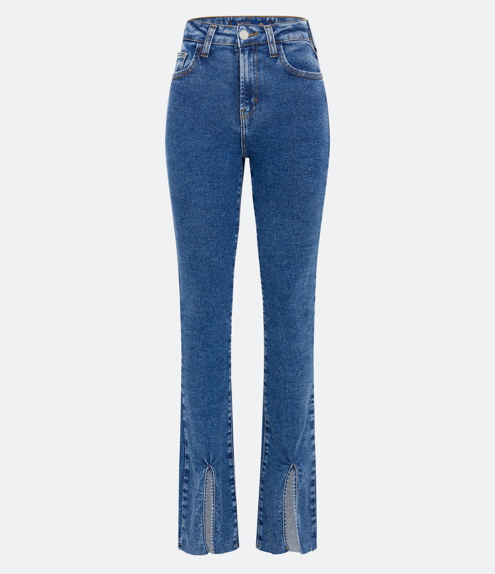 Calça Slim Flare Jeans com Fendinha na Barra Azul 6
