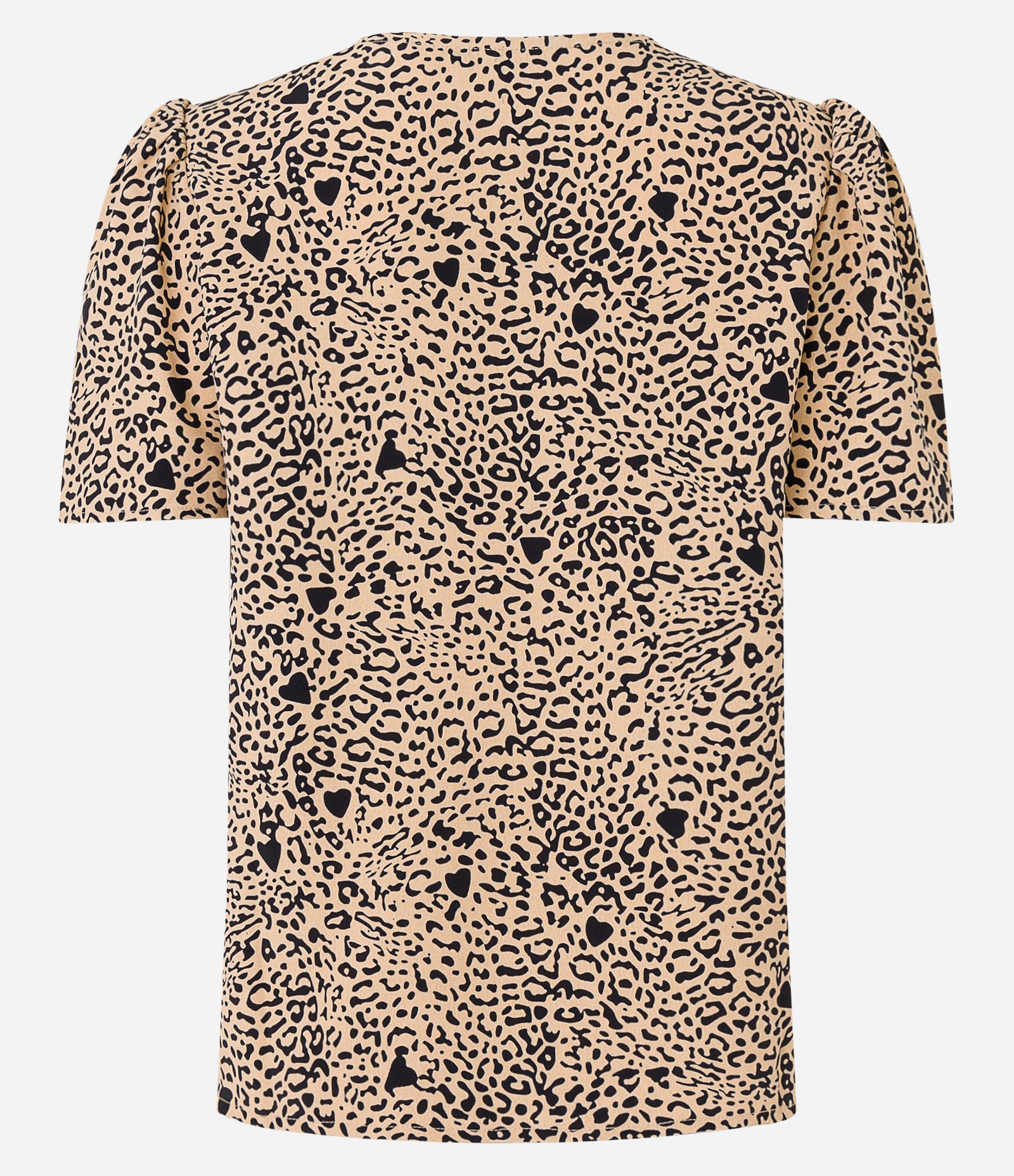 Blusa Manga Curta em Crepe com Estampa de Onça Marrom 2