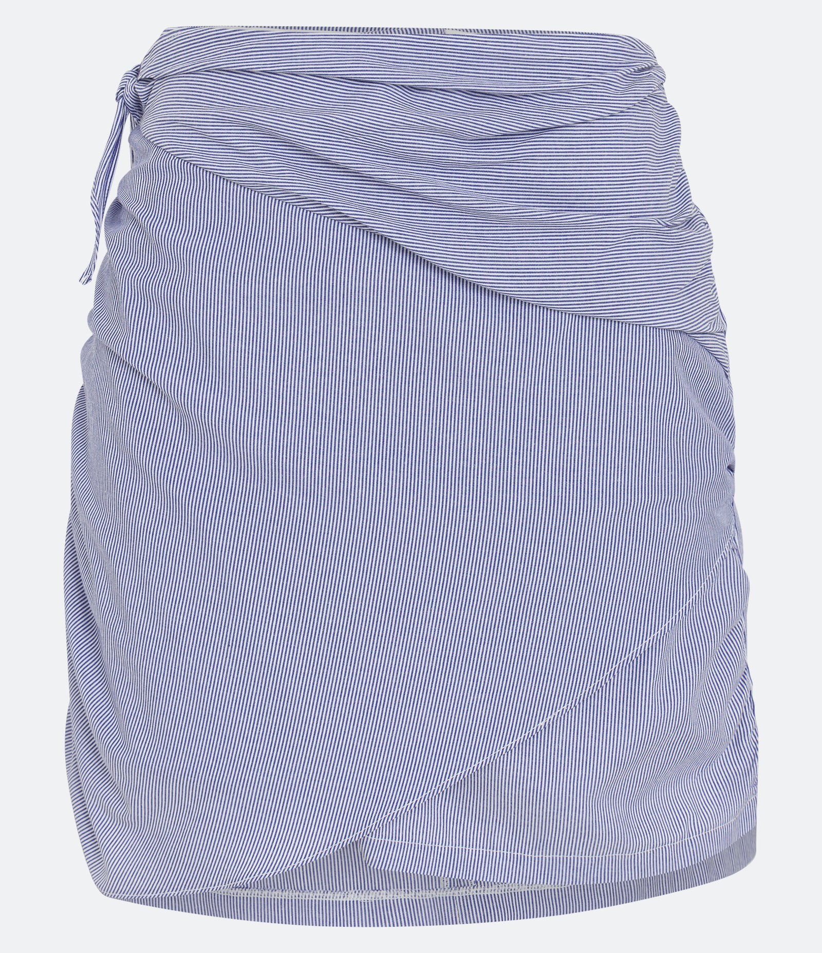 Saia Curta em Tricoline Listrado com Amarração e Franzidos Azul 5