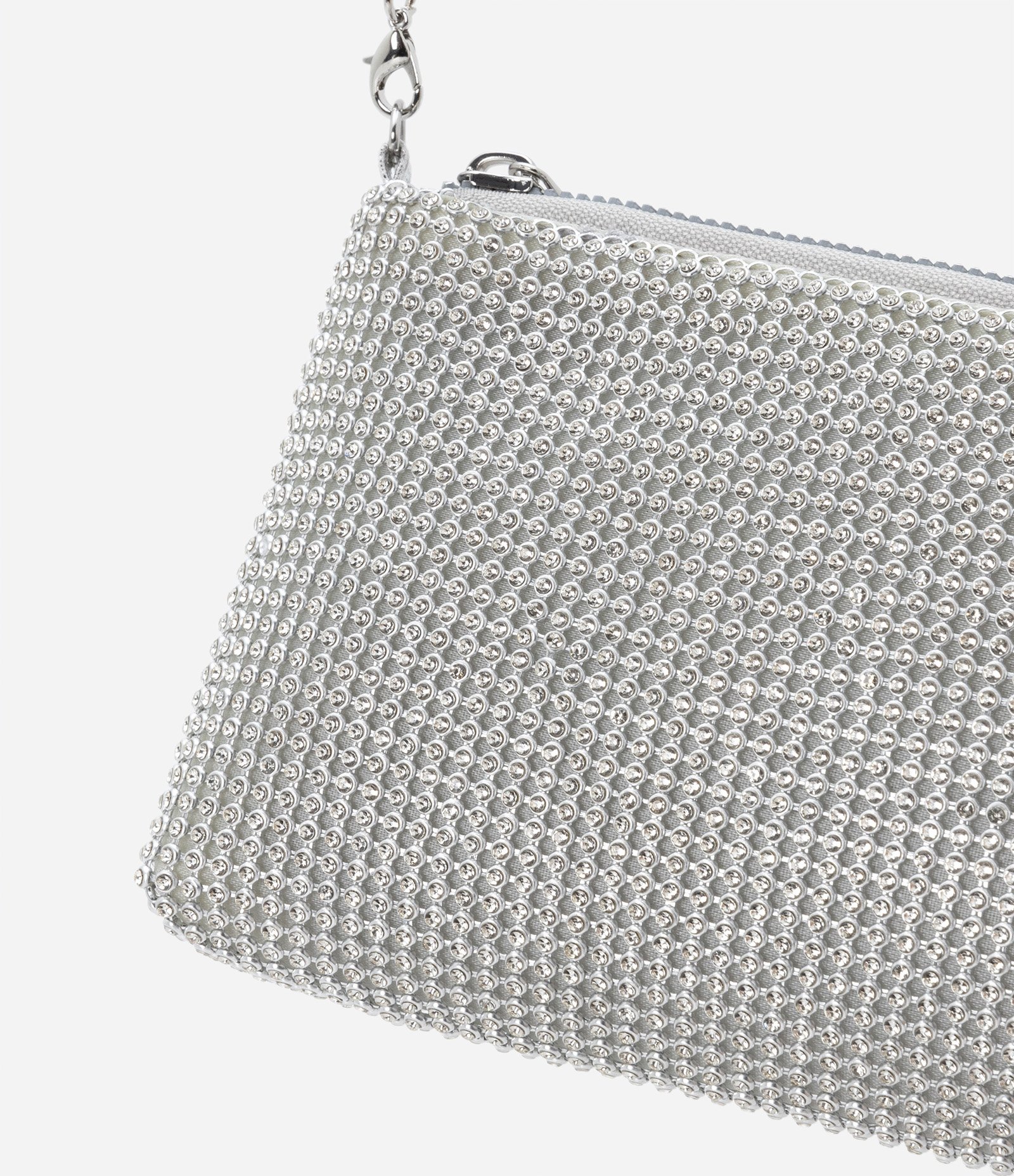 Bolsa Transversal com Alça Corrente e Detalhes em Strass Prata 4