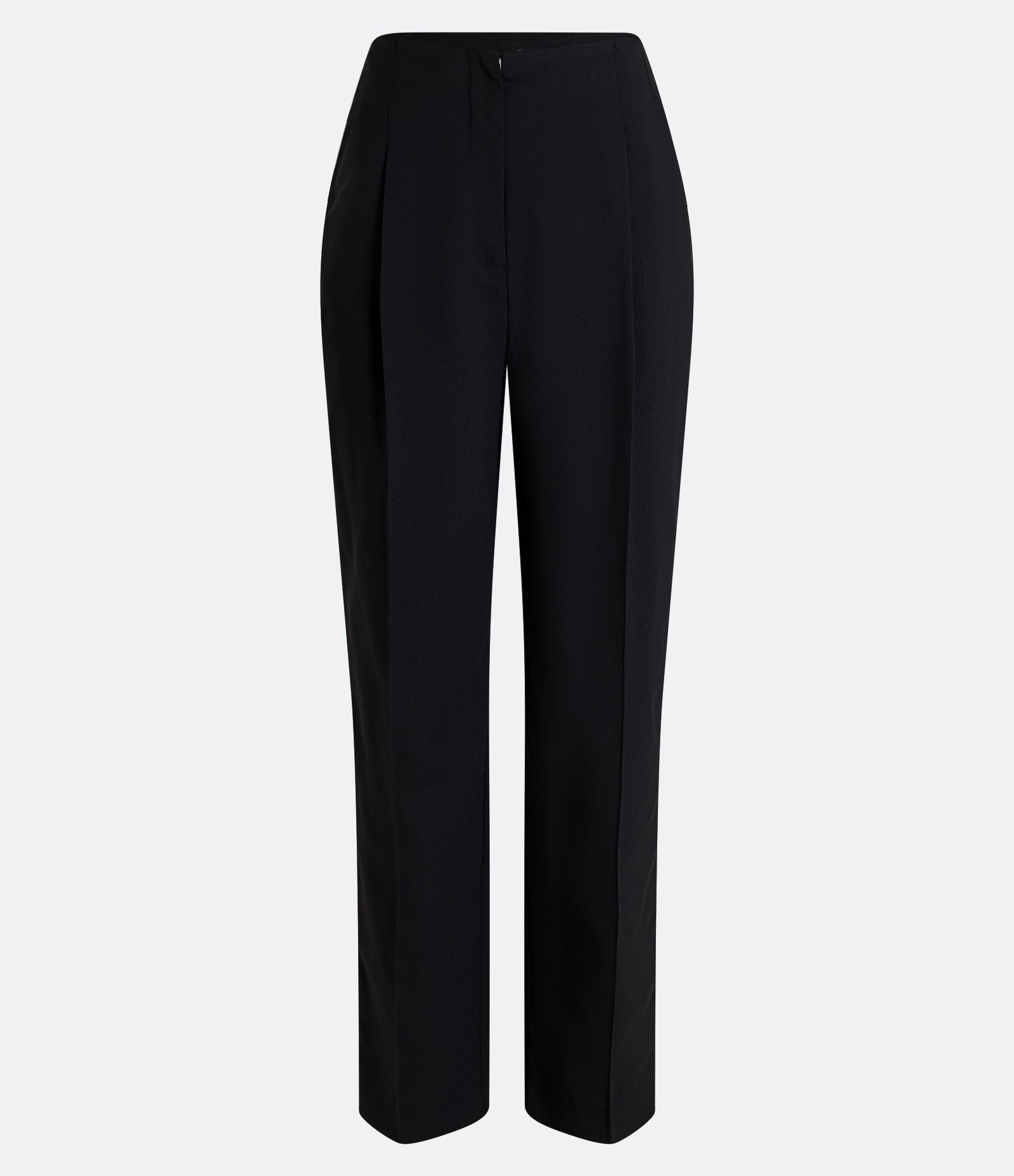 Calça Reta em Crepe com Pregas Preto 5