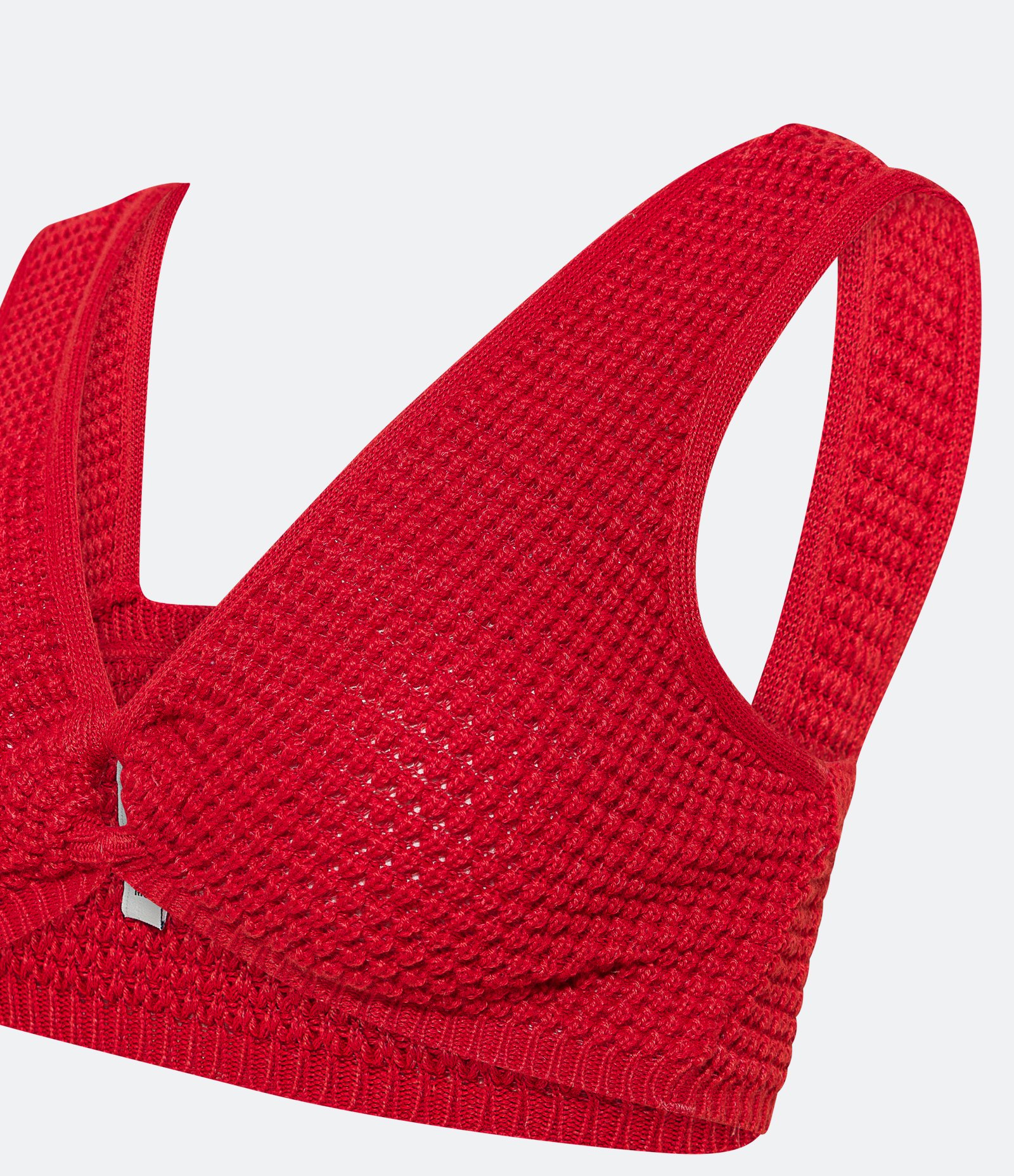 Top de Alça Larga em Tricô Vazado com Argola no Busto Vermelho 6