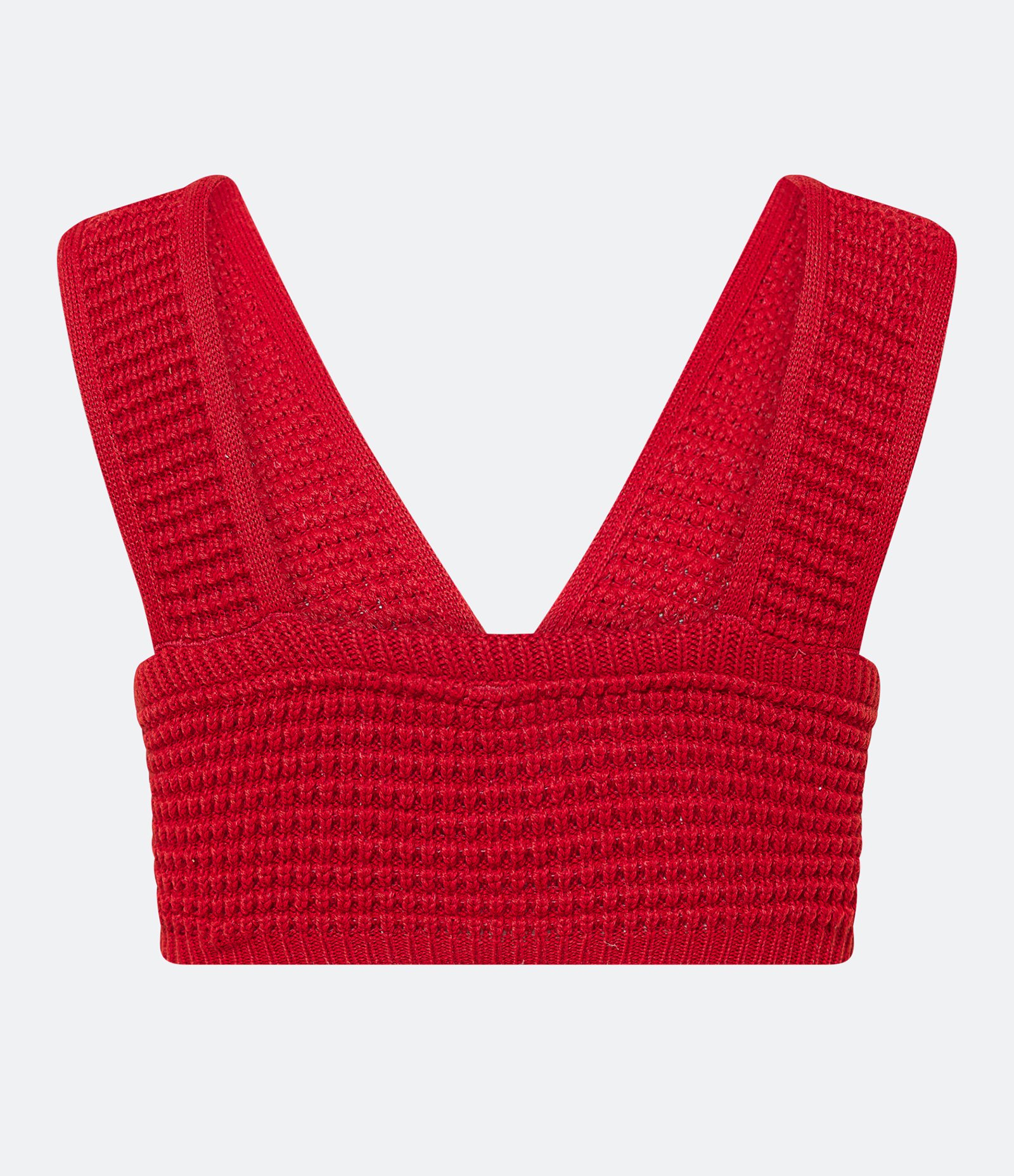 Top de Alça Larga em Tricô Vazado com Argola no Busto Vermelho 7
