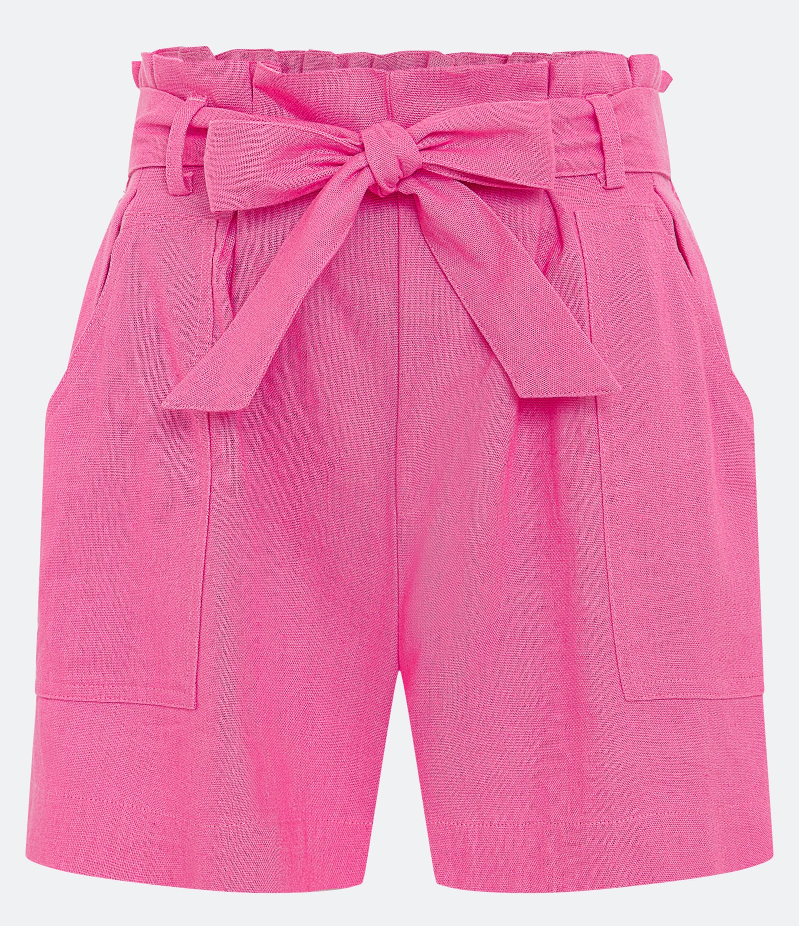 Short Curto em Viscose e Linho com Bolsos e Cinto Faixa 5