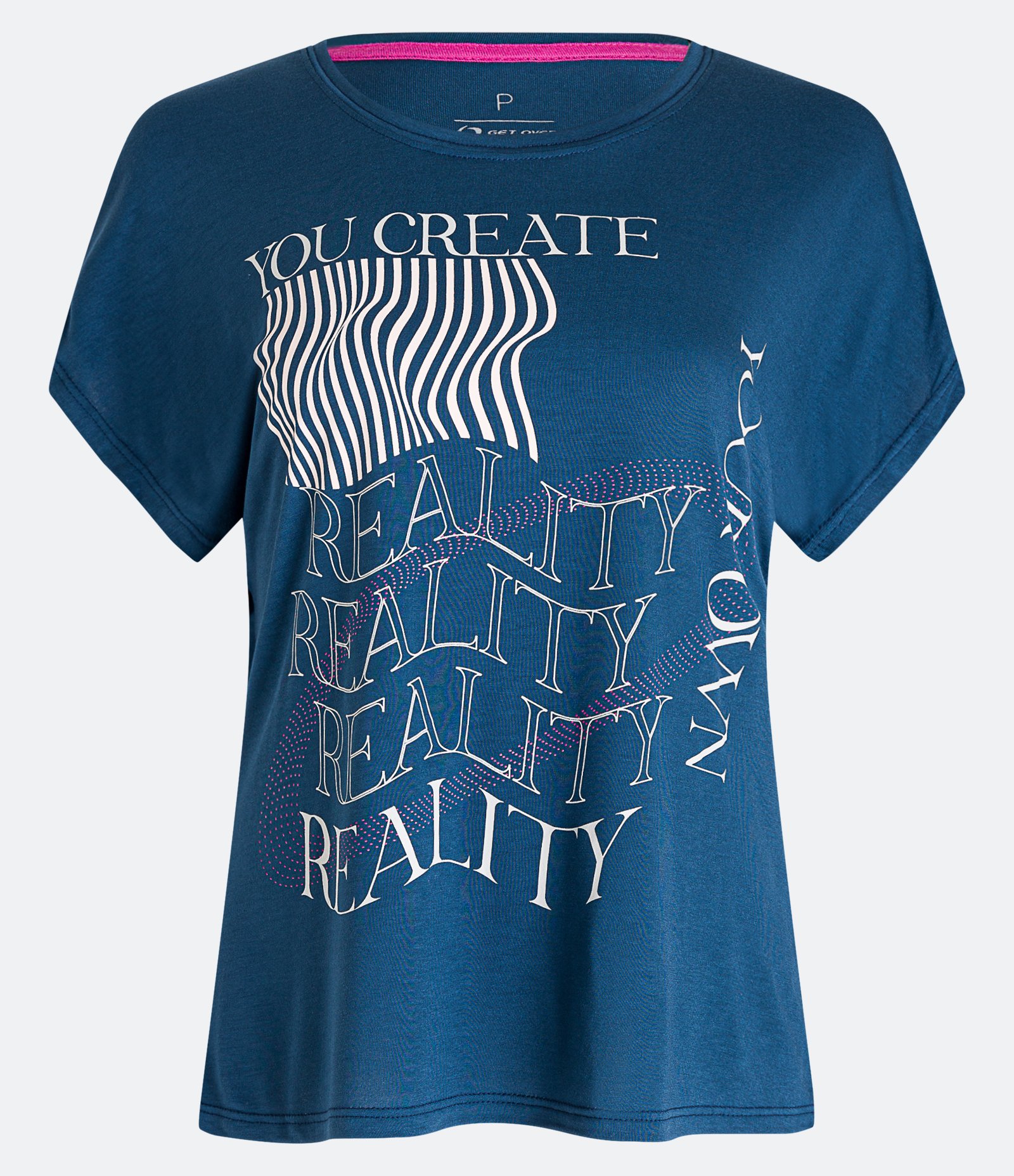 Camiseta Esportiva em Viscose com Estampa You Create Reality Your Own Azul 1