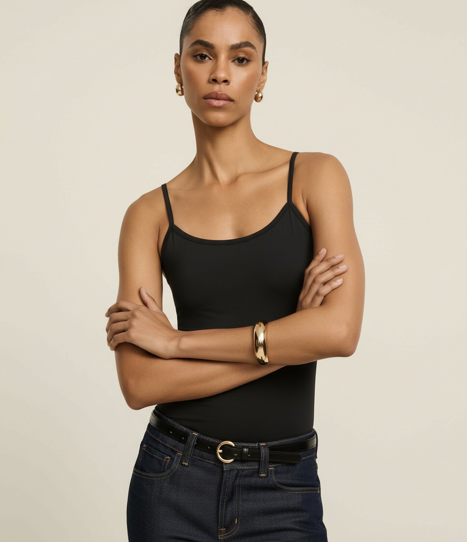 Blusa Básica em Poliamida com Alças Finas Preto 7