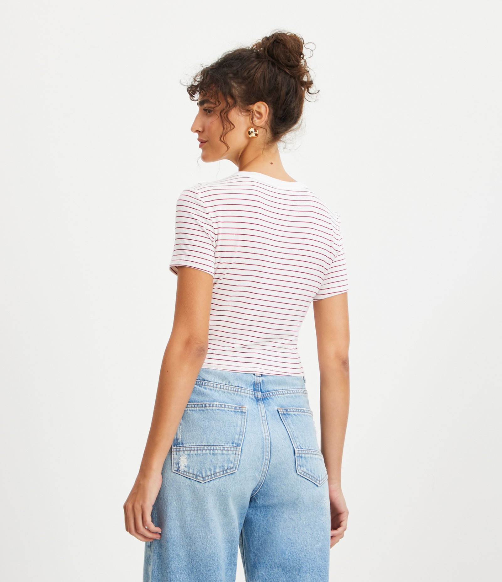 Blusa Cropped Básica em Viscolycra Estampa Listras 3
