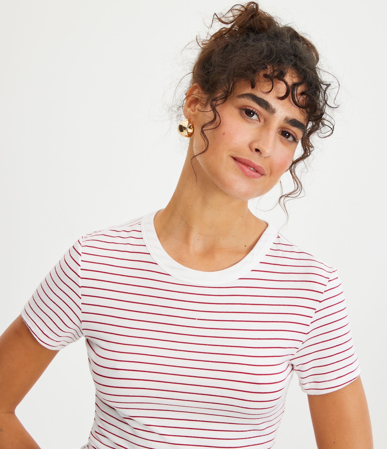 Blusa Cropped Básica em Viscolycra Estampa Listras 4