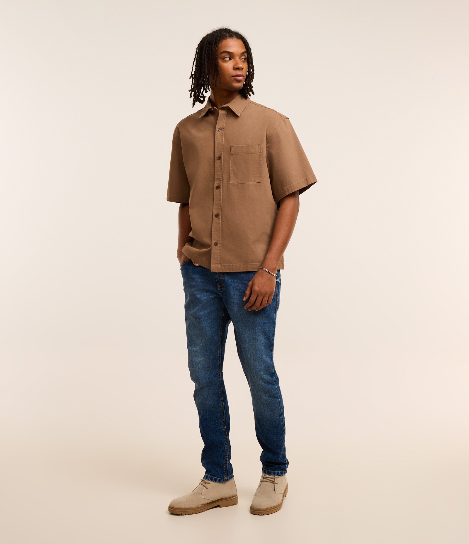 Calça Skinny em Jeans com Bolsos Azul Escuro 1