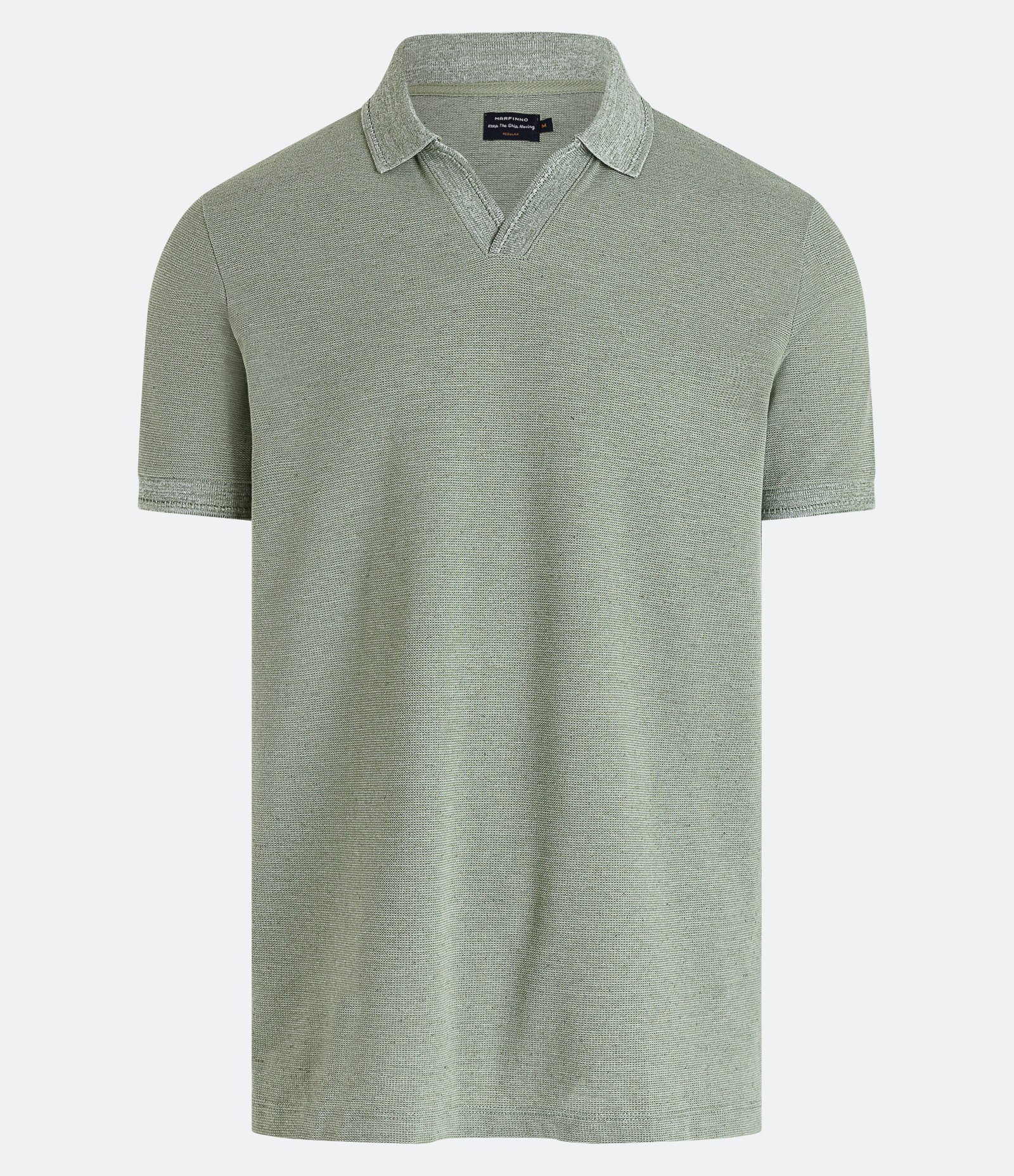 Camiseta Polo Comfort em Algodao Texturizado com Manga Curta Verde Médio 4