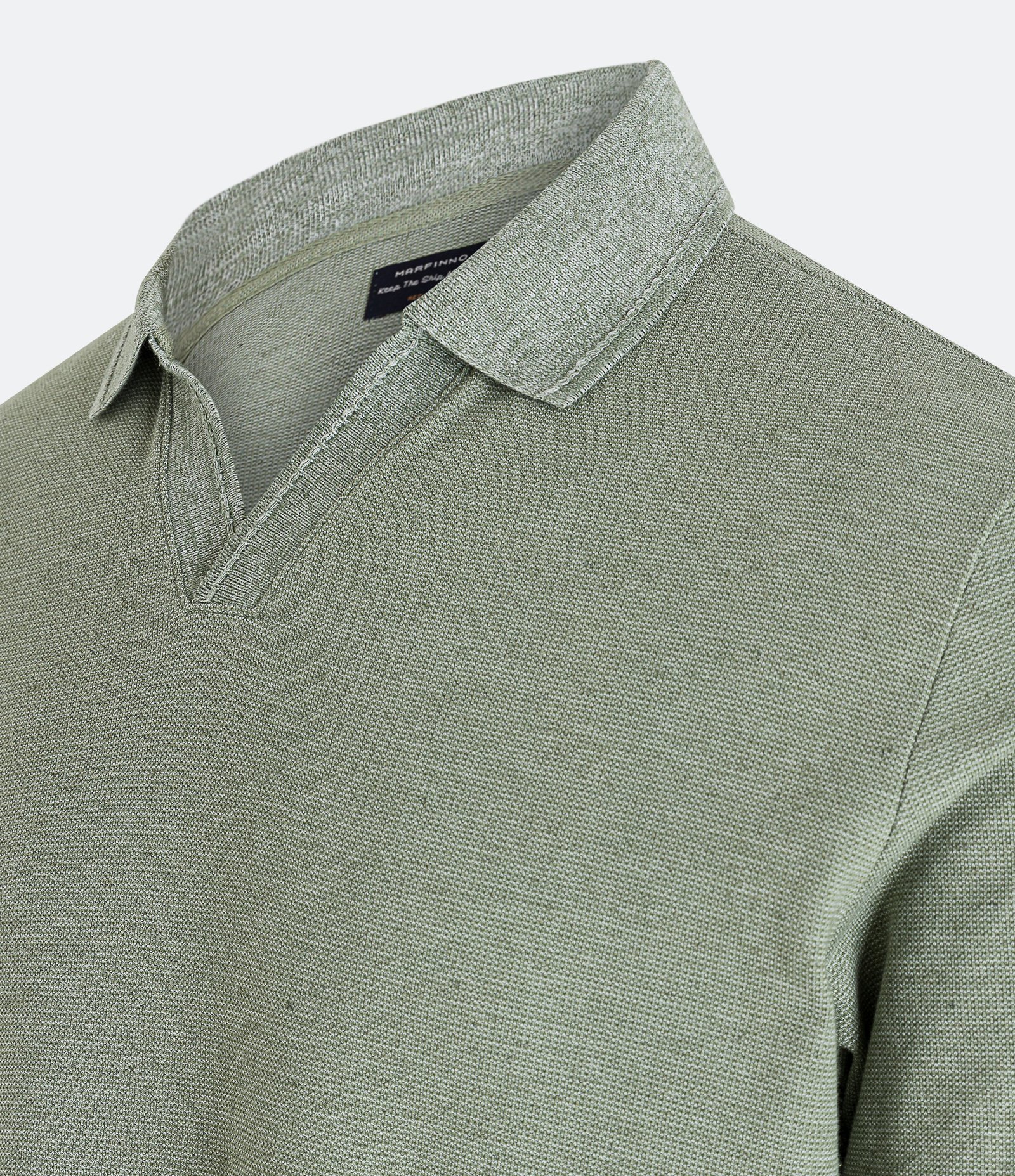 Camiseta Polo Comfort em Algodao Texturizado com Manga Curta Verde Médio 5