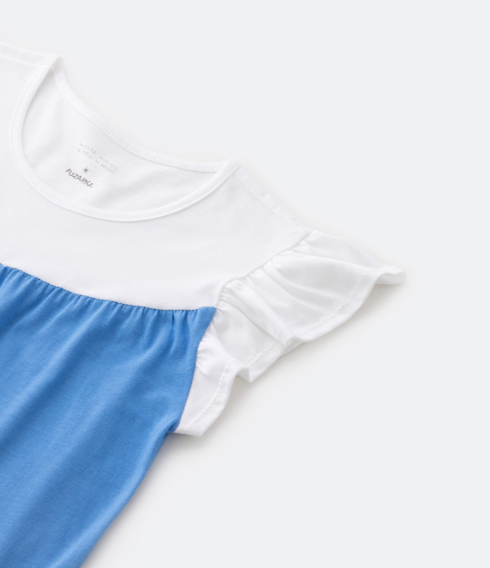 Vestido Infantil com Babados e Blocos de Cor - Tam 5 a 14 Anos Azul/Amarelo/Rosa 4