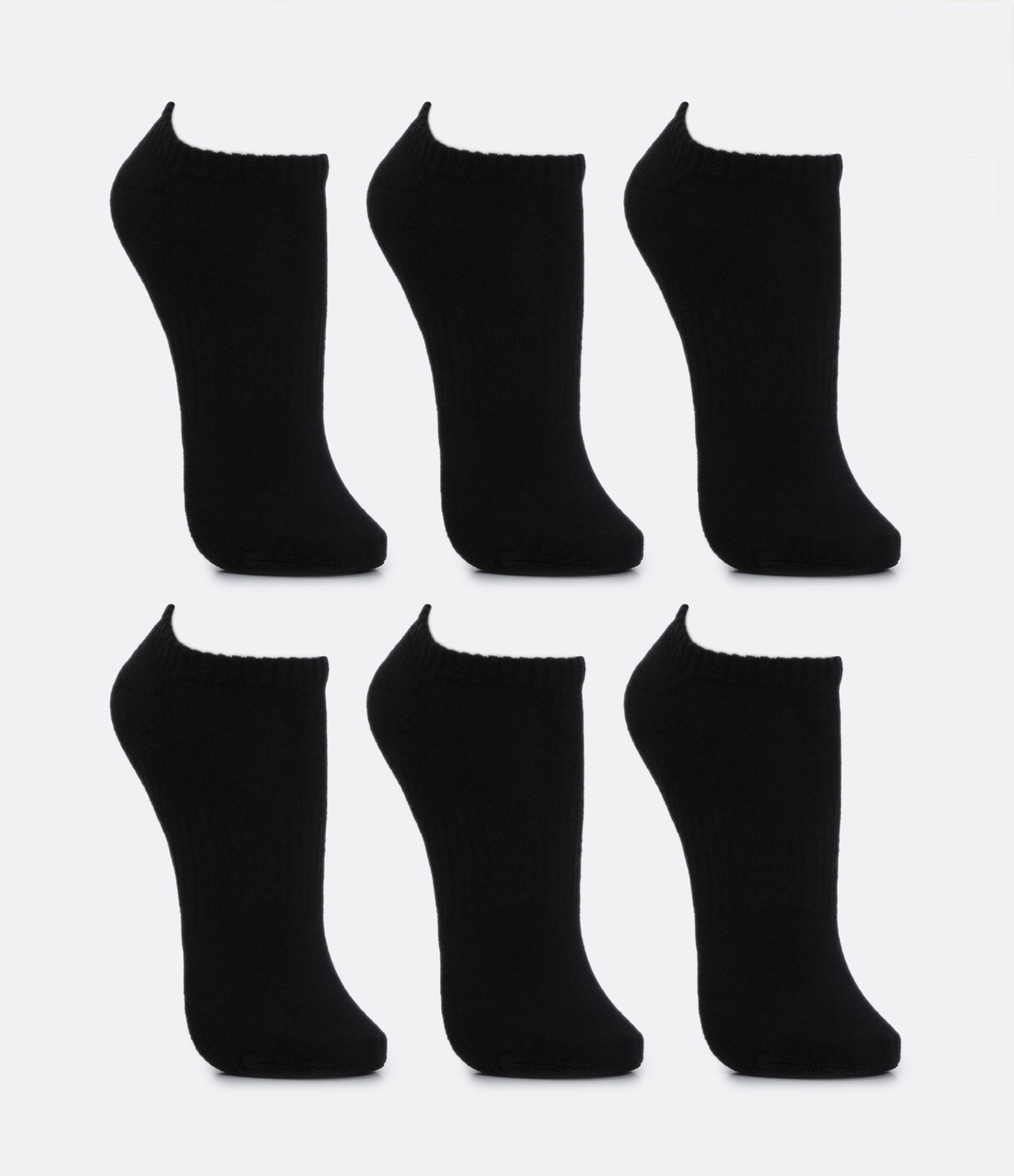 Kit 06 Meias Invisíveis Esportiva em Algodão com Sola Atoalhada Preto 2