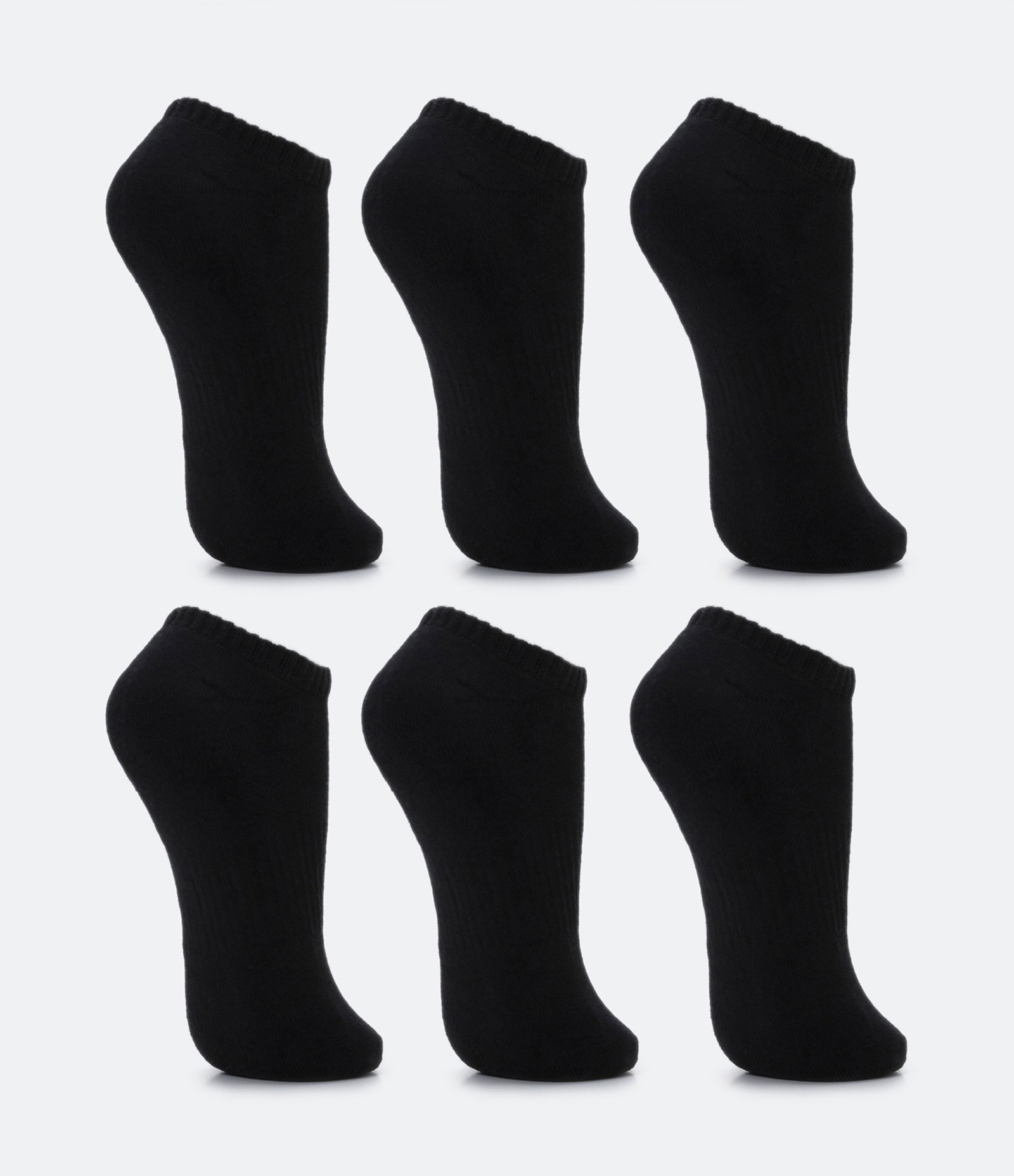 Kit 06 Meias Invisíveis Esportiva em Algodão com Sola Atoalhada Preto 3