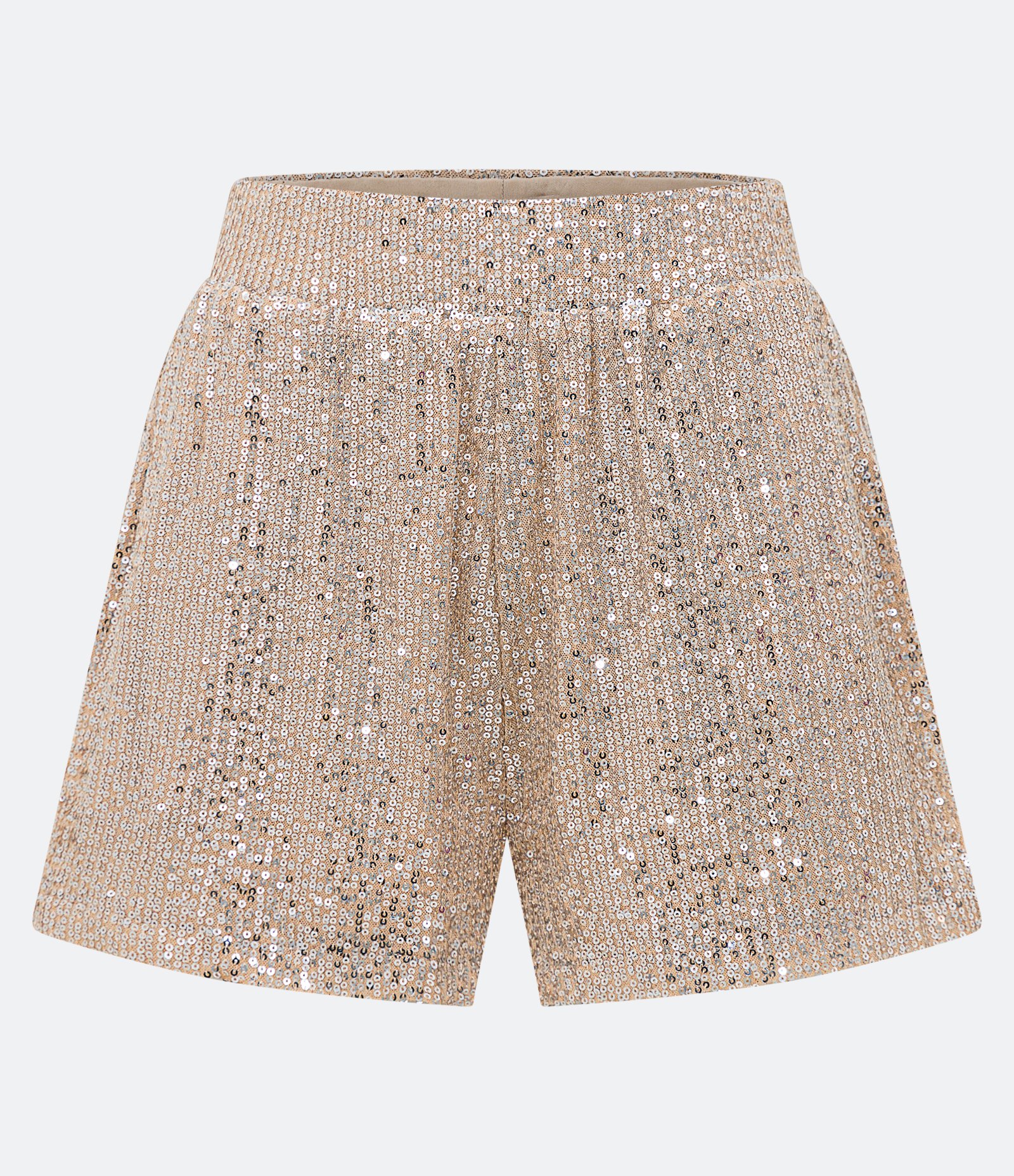 Short em Paetê Metalizado com Elástico no Cós Dourado 5