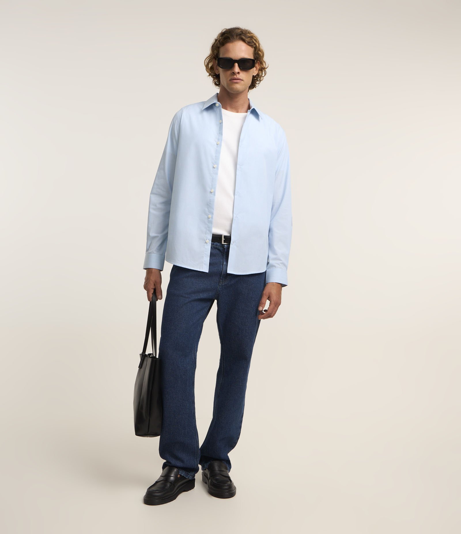 Camisa Regular Básica em Algodão com Fil a Fil Azul Bebê 2