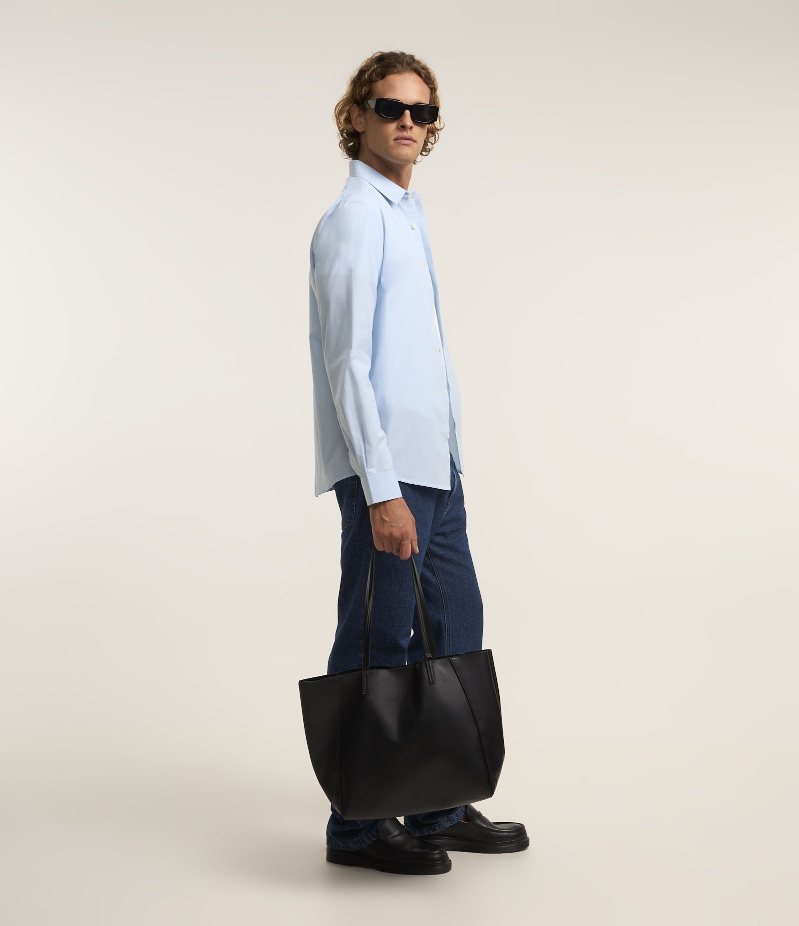 Camisa Regular Básica em Algodão com Fil a Fil Azul Bebê 4