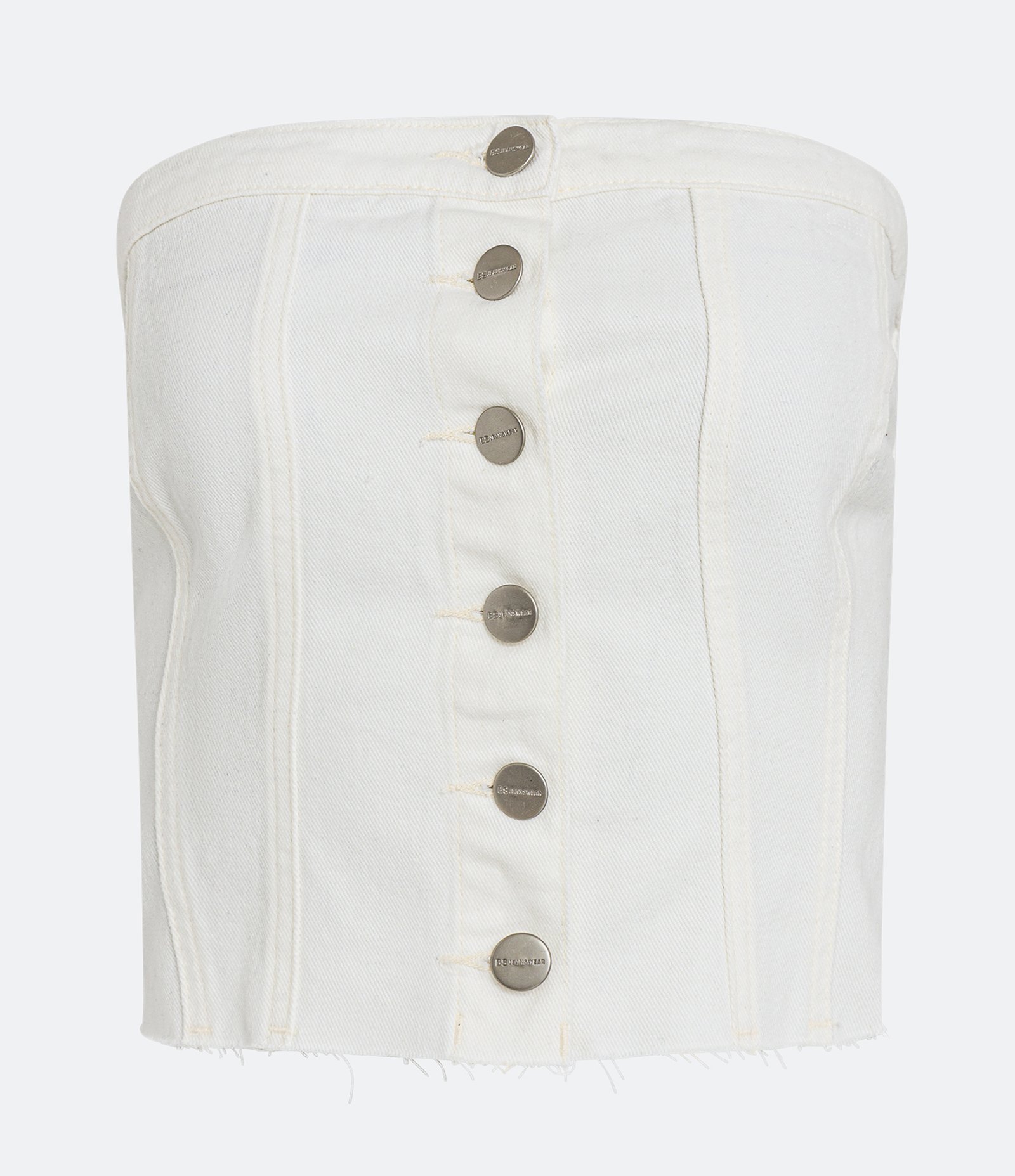 Blusa Tomara que Caia em Sarja com Lastex nas Costas Off White 5