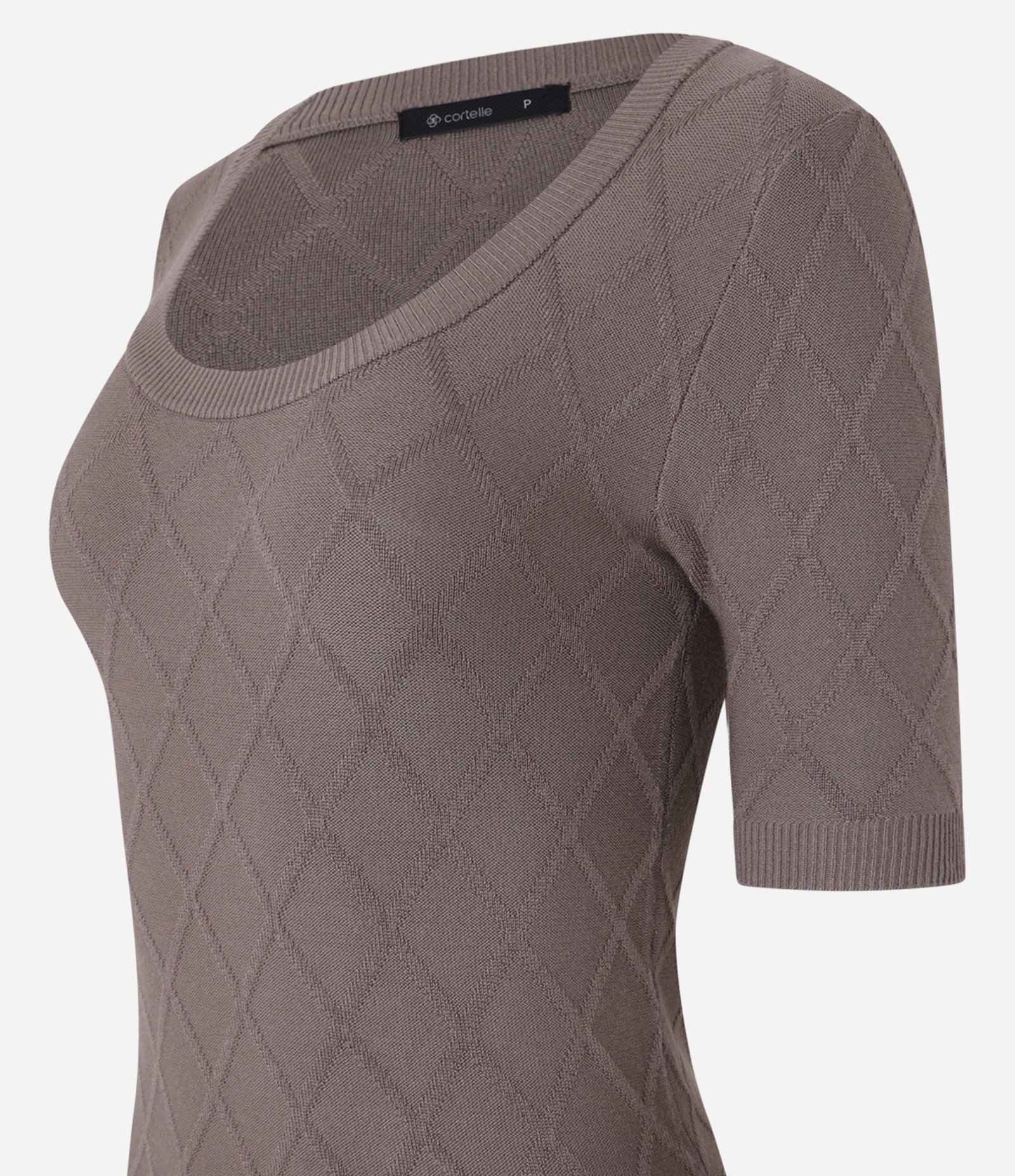 Blusa em Tricô com Losangos em Textura Marrom 6