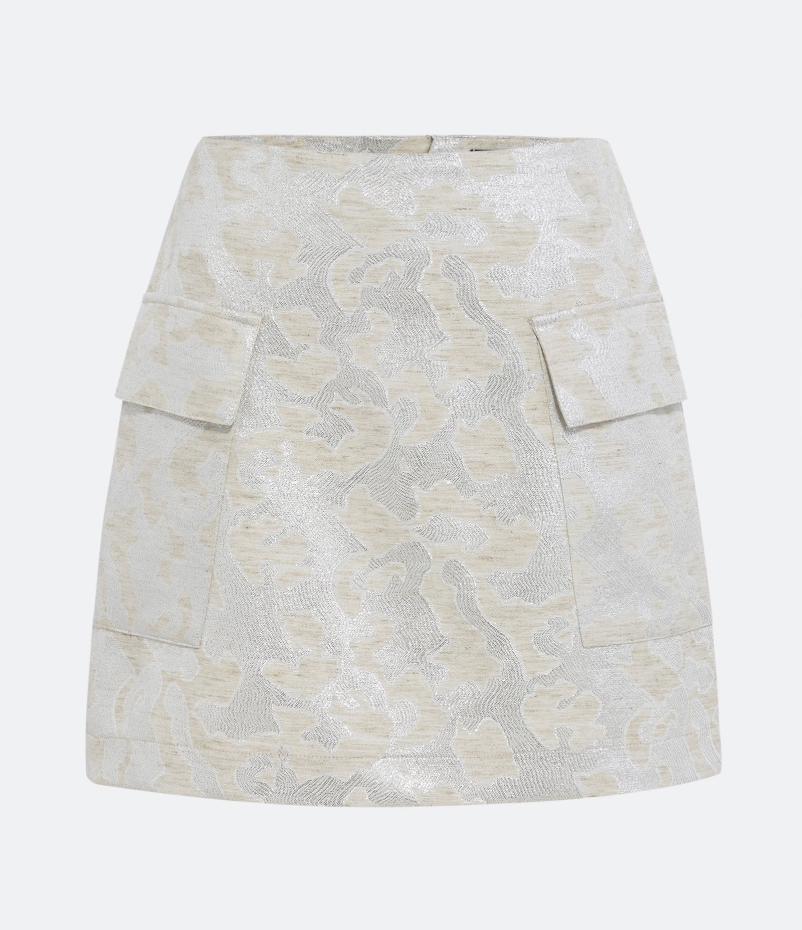 Saia Curta em Jacquard com Estampa Abstrata e Bolsos Cargo Off White 6