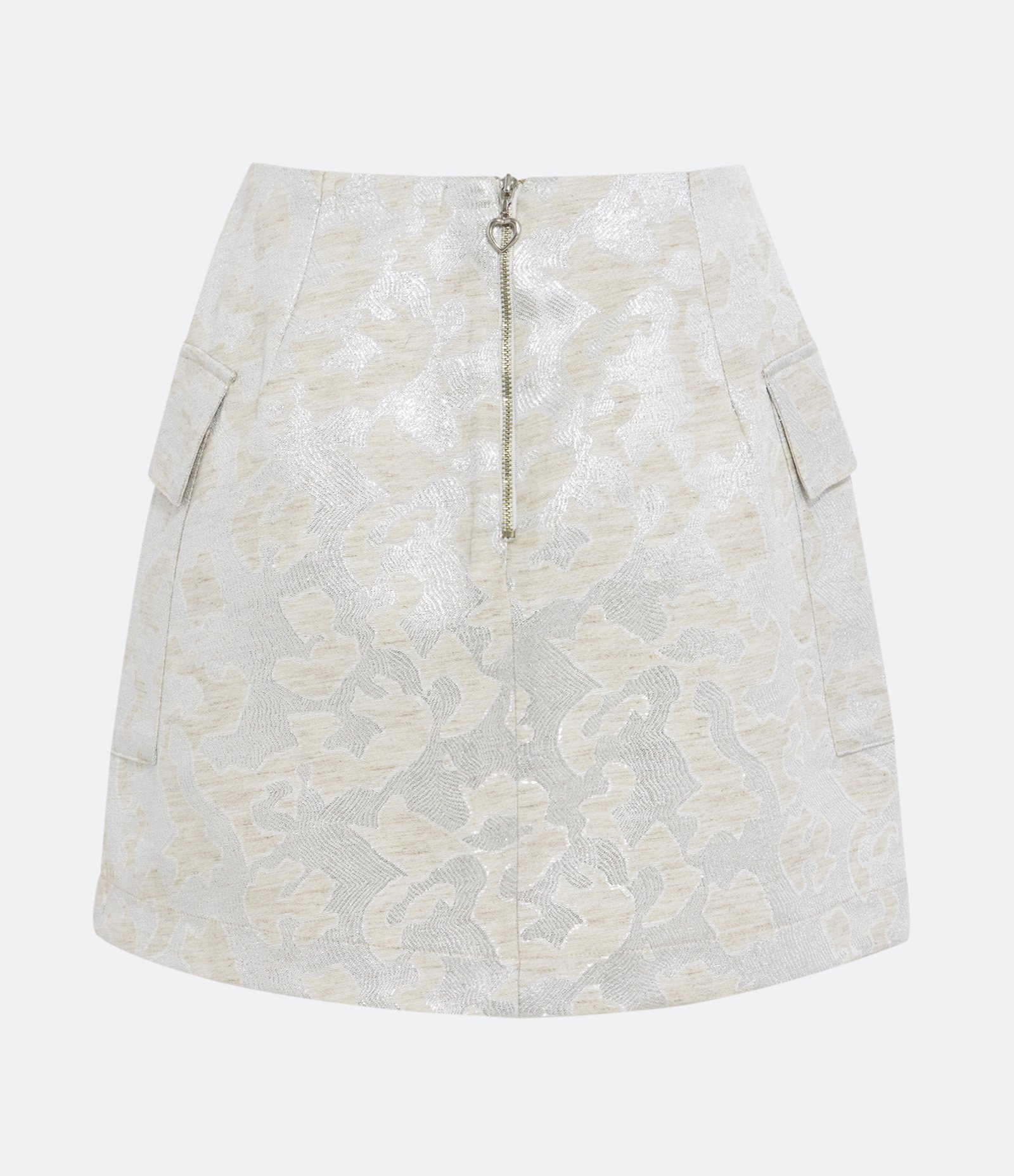 Saia Curta em Jacquard com Estampa Abstrata e Bolsos Cargo Off White 7