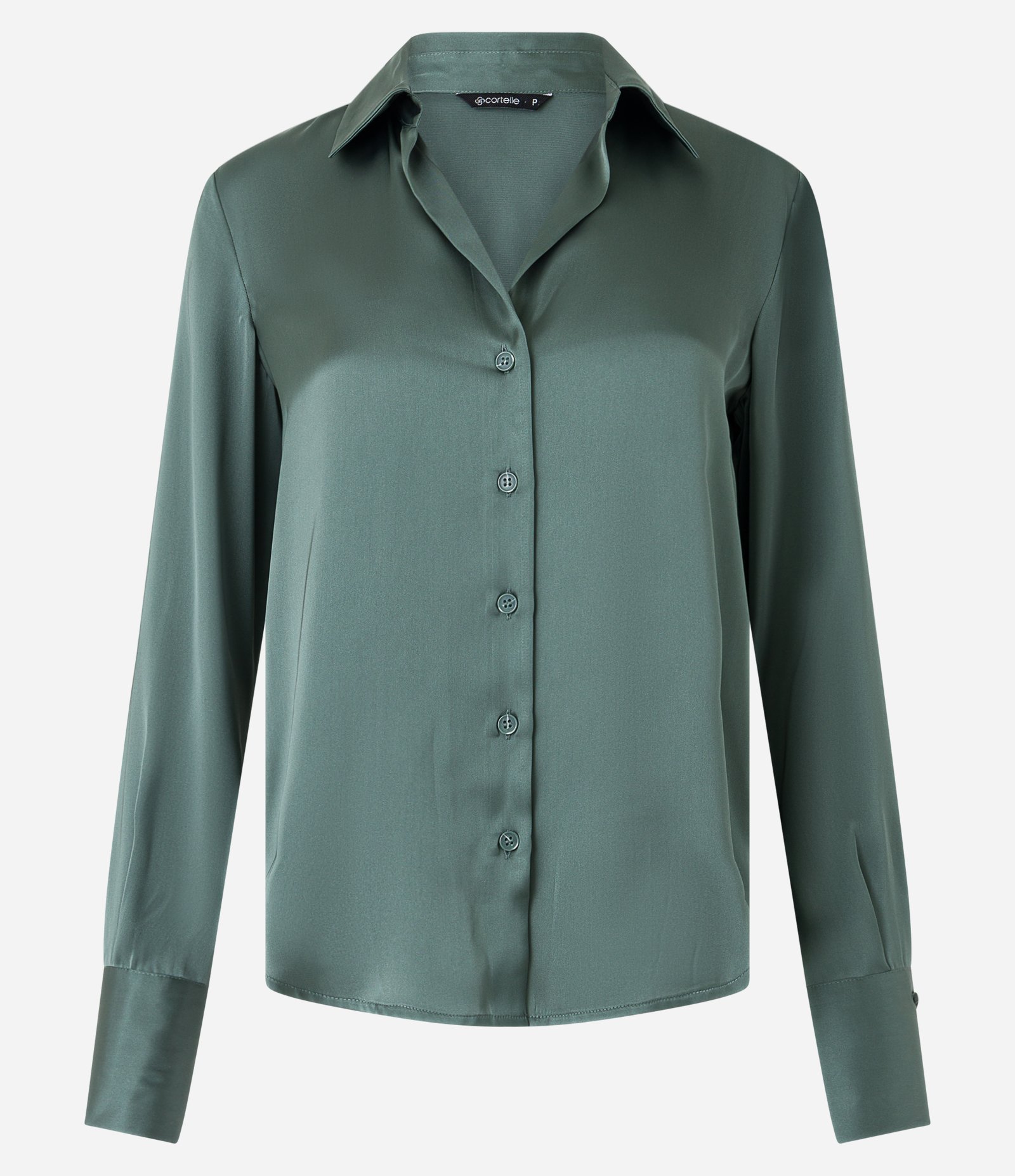 Camisa em Cetim com Recortes e Caimento Leve Verde 5