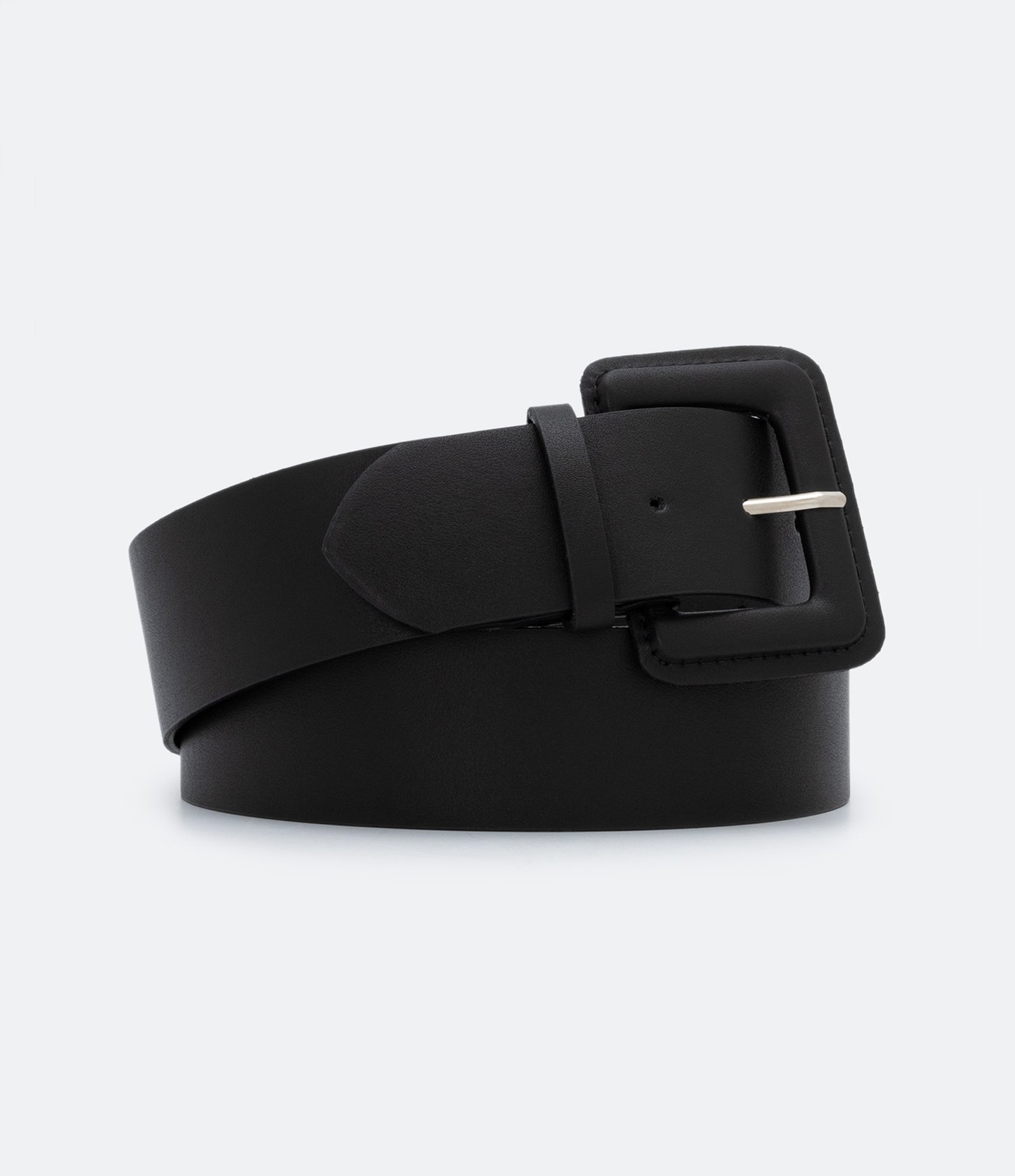 Cinto Médio em Material Sintético com Fivela Retangular Curve & Plus Size Preto 1