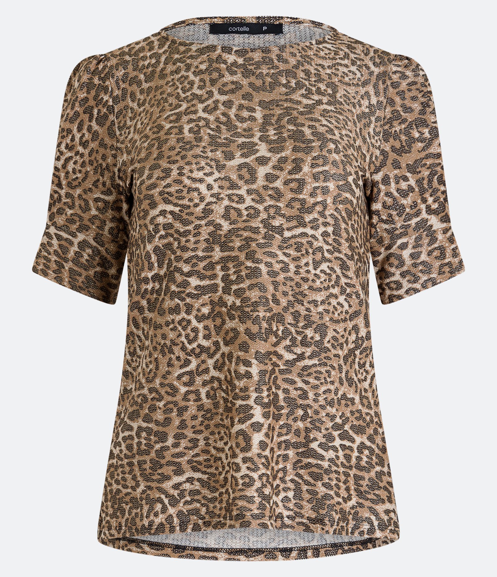 Blusa Manga Bufante em Viscose com Pintas de Onça Estampadas Marrom 1