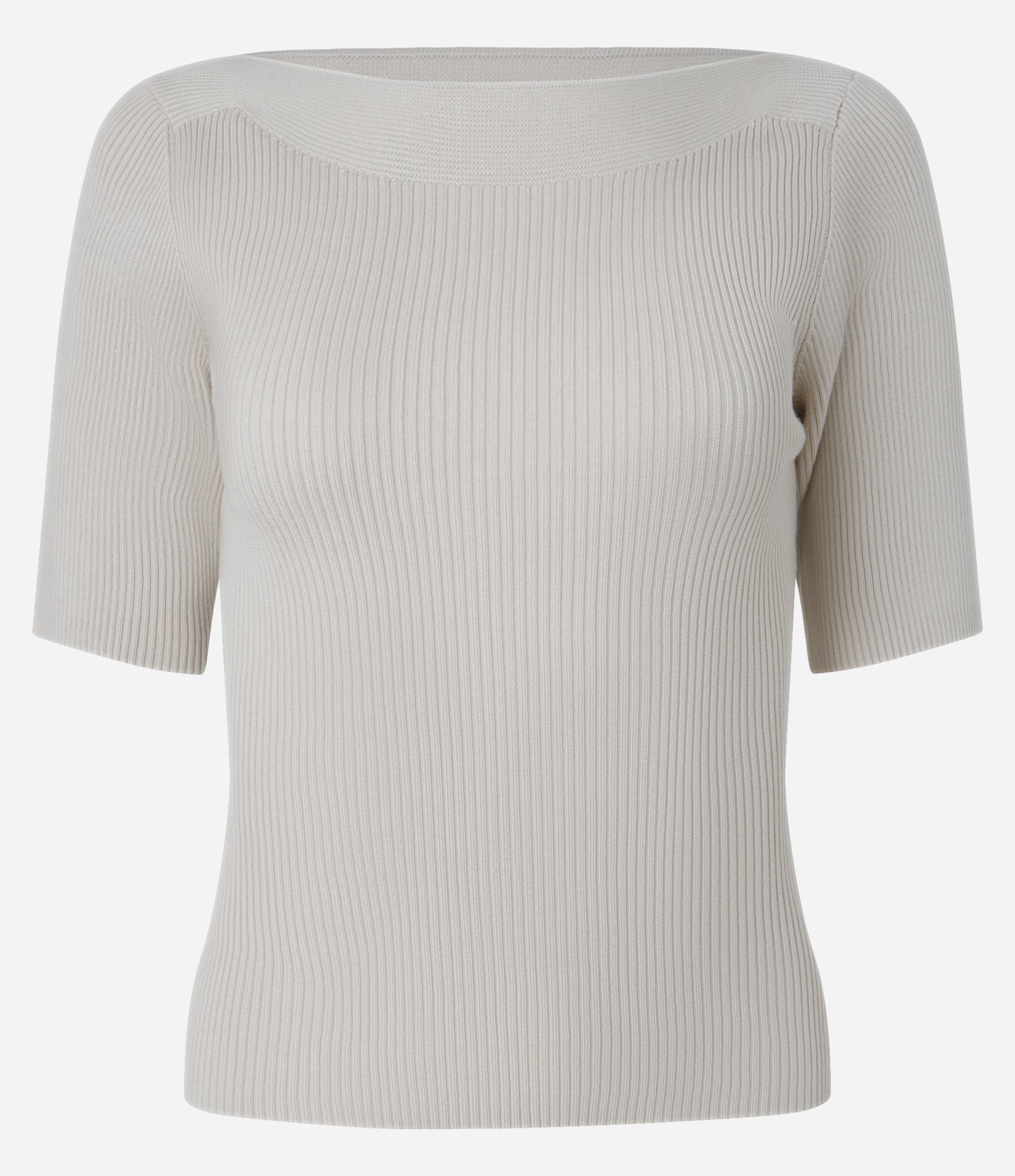 Blusa Básica em Tricô com Gola Canoa Bege Claro 5