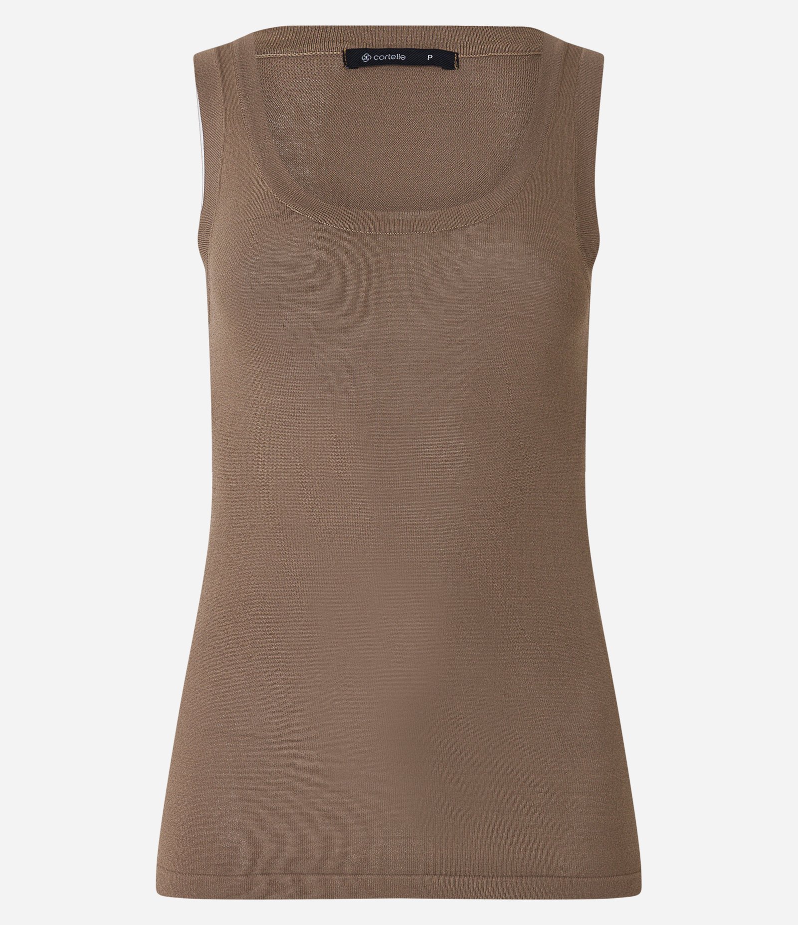 Blusa Sem Manga em Tricô Leve com Gola U Marrom 6