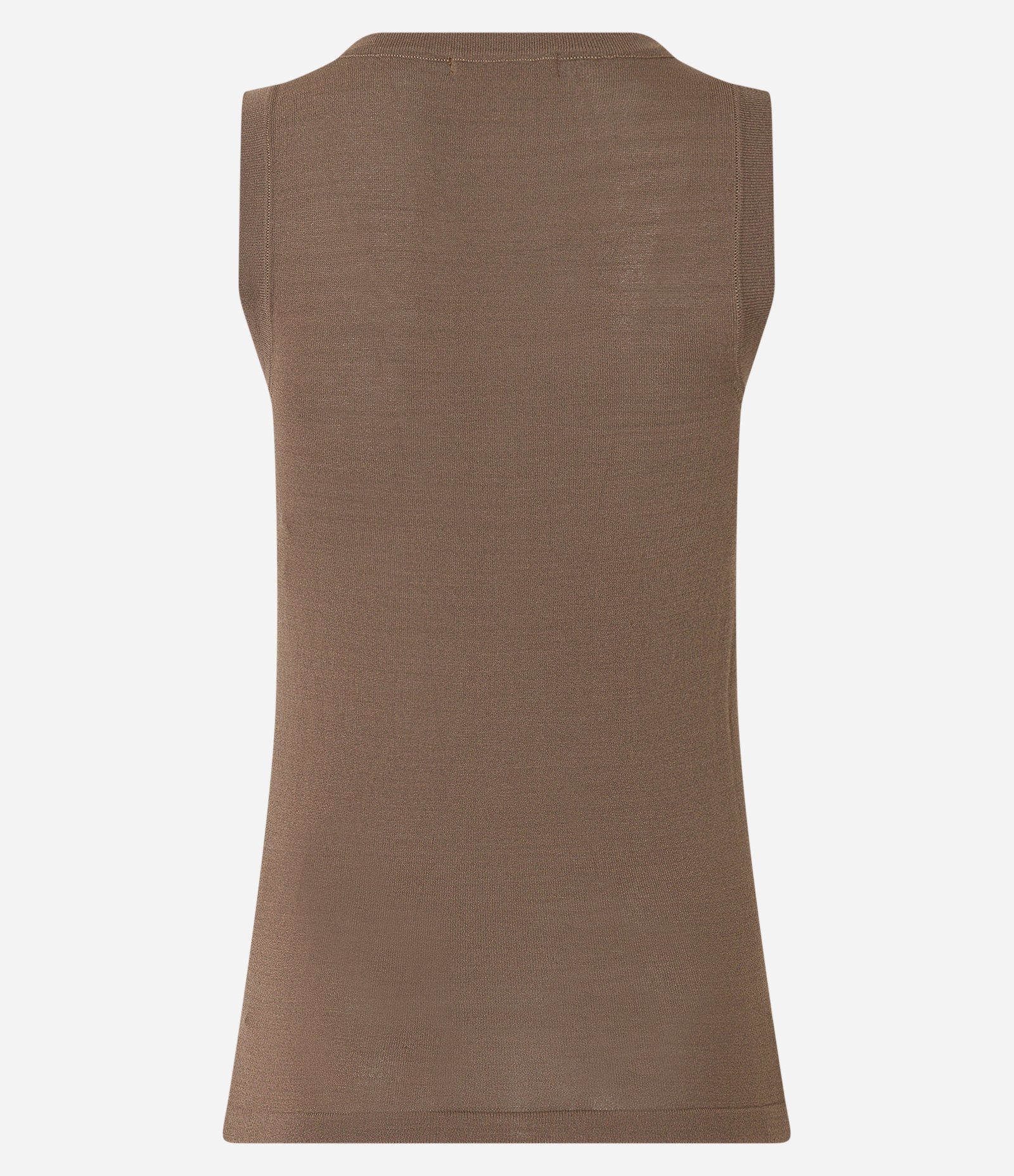 Blusa Sem Manga em Tricô Leve com Gola U Marrom 8