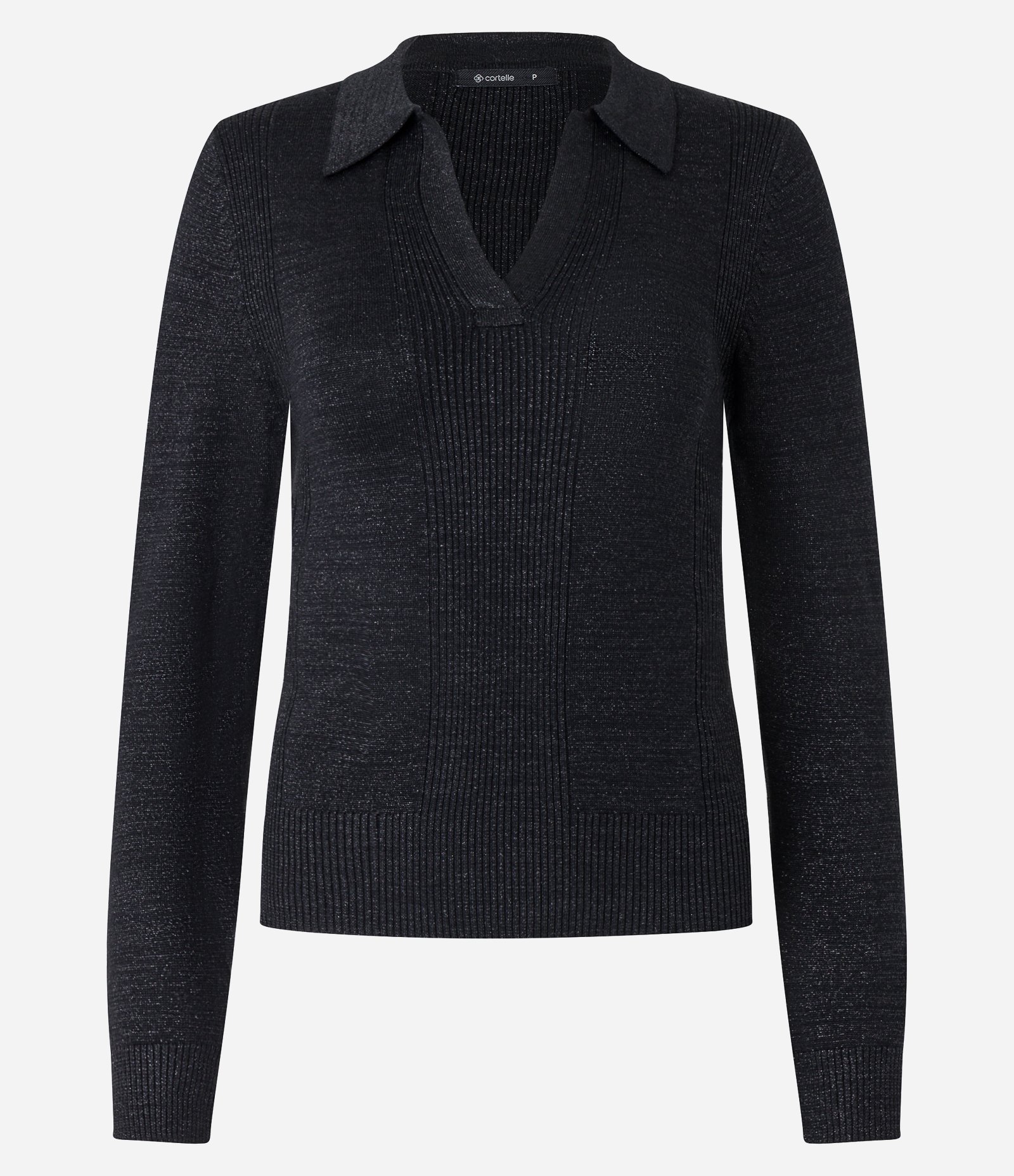 Blusa em Viscose com Gola V e Lapela Preto 7