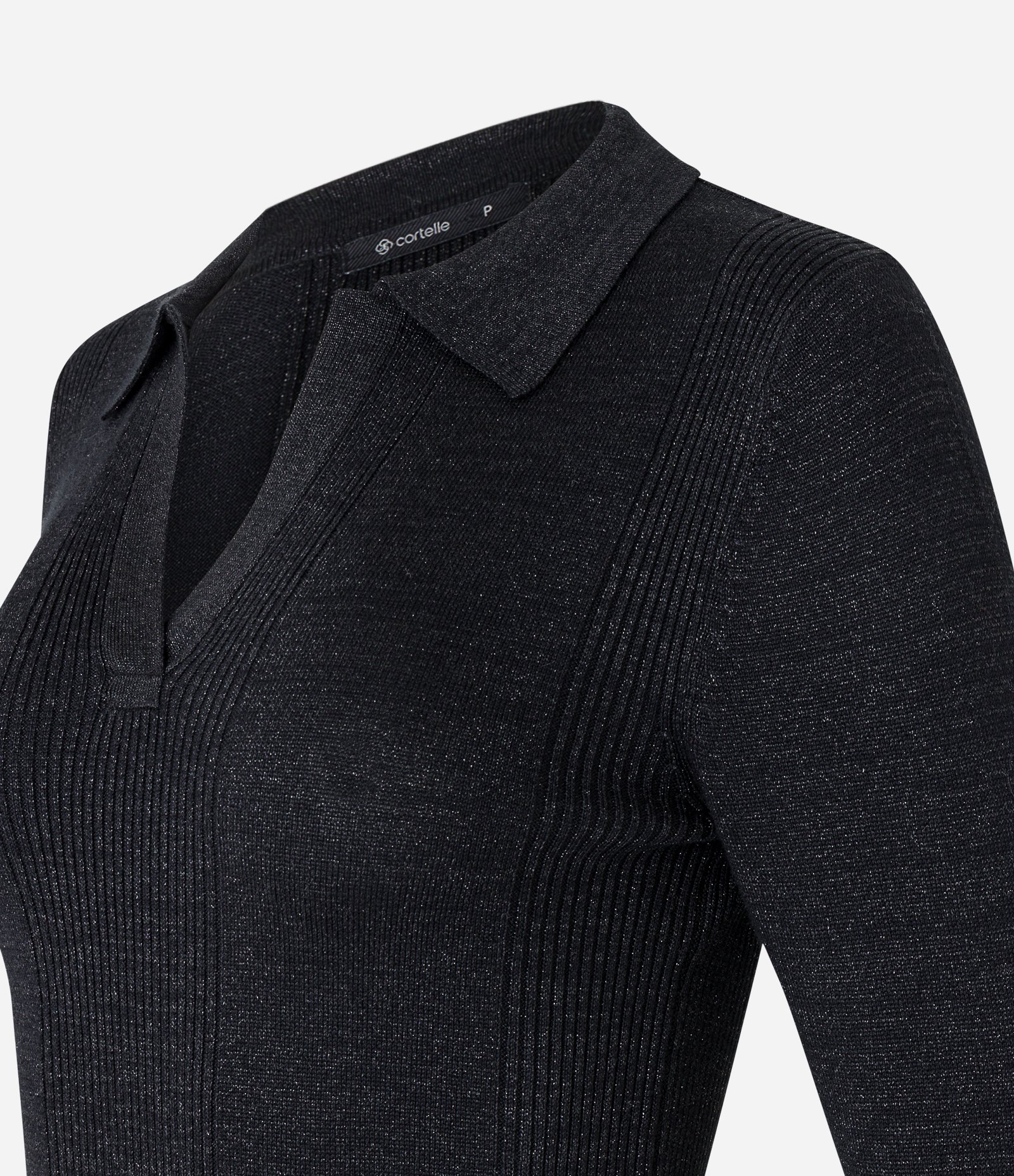 Blusa em Viscose com Gola V e Lapela Preto 8