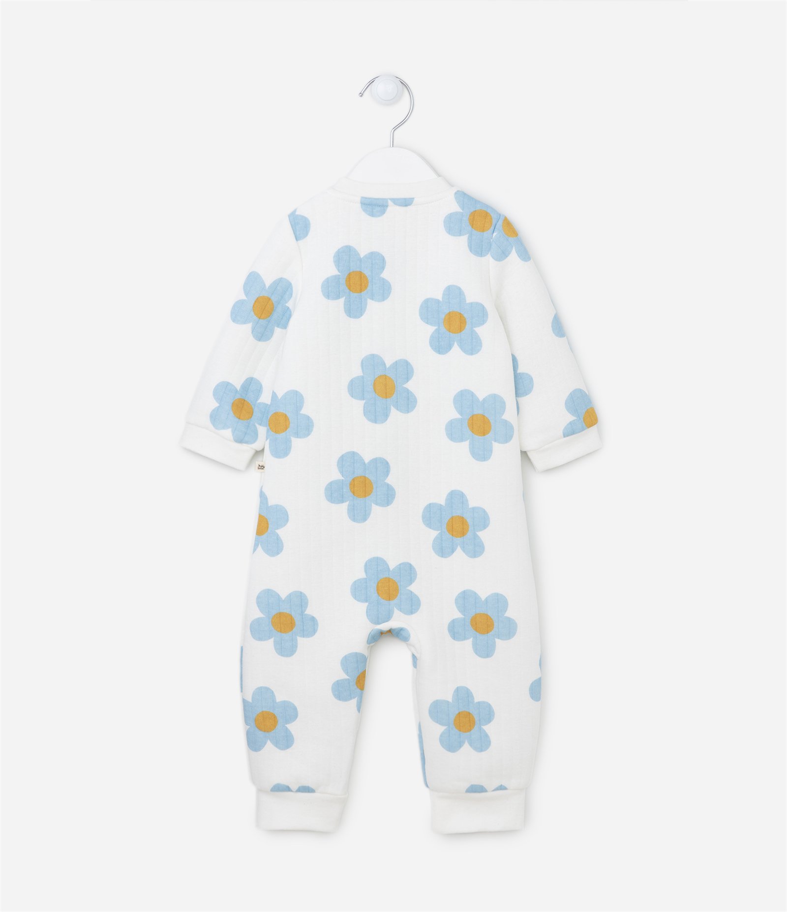 Macacão Infantil Canelado com Estampa Margaridas - Tam 0 a 18 Meses Branco 4