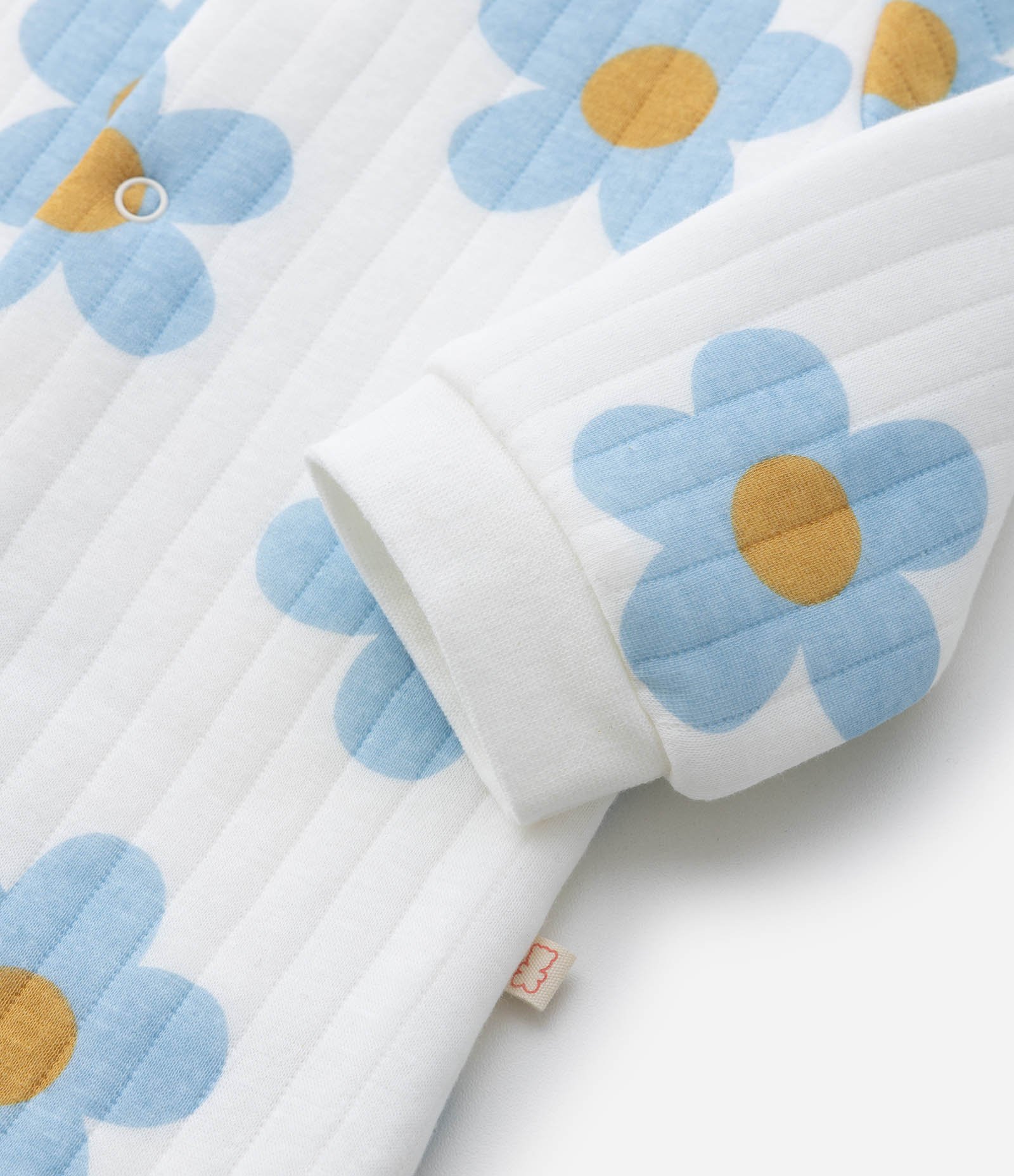 Macacão Infantil Canelado com Estampa Margaridas - Tam 0 a 18 Meses Branco 6