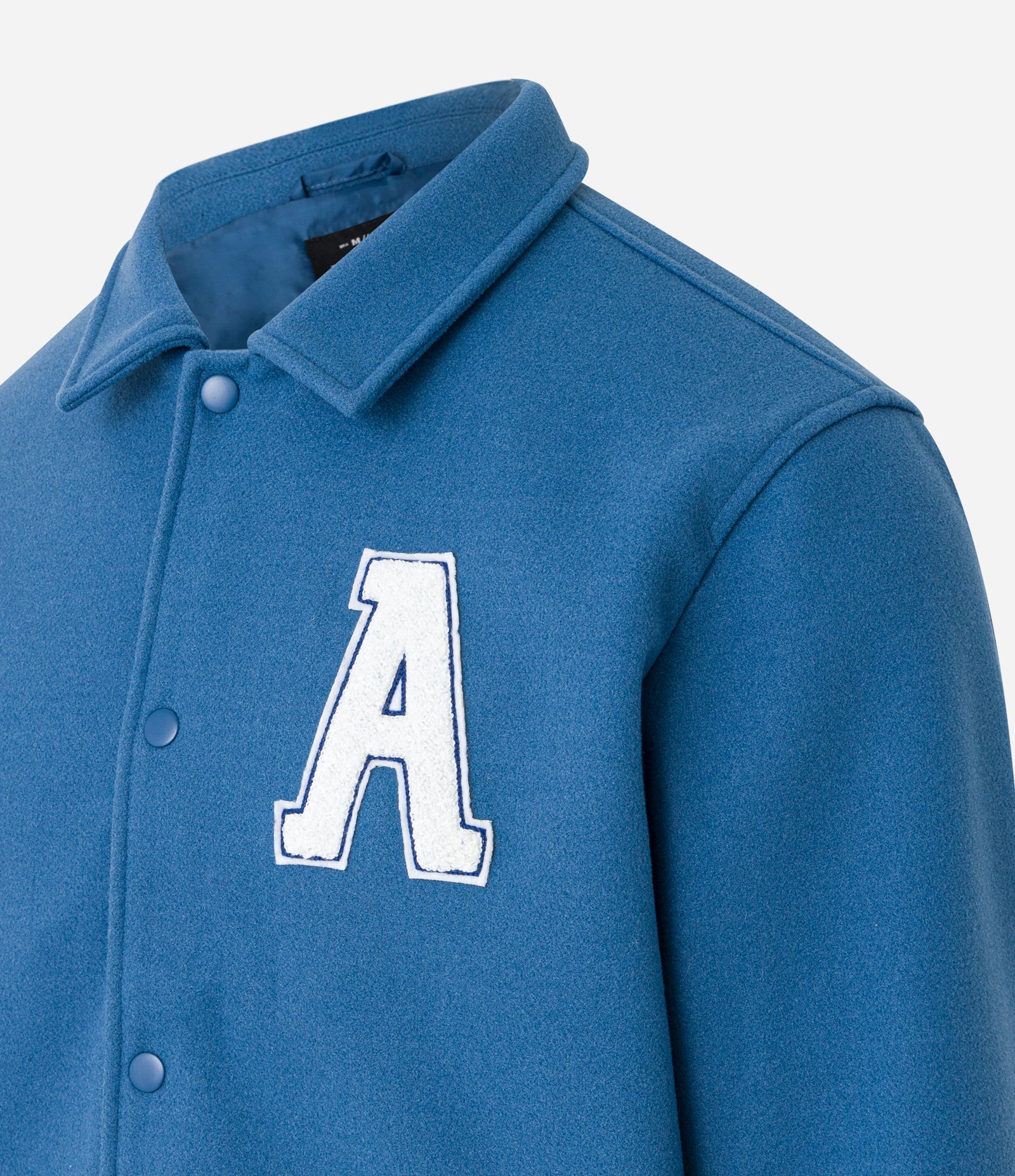 Jaqueta Bomber em Polivelour com Patch College e Bolsos Azul 7