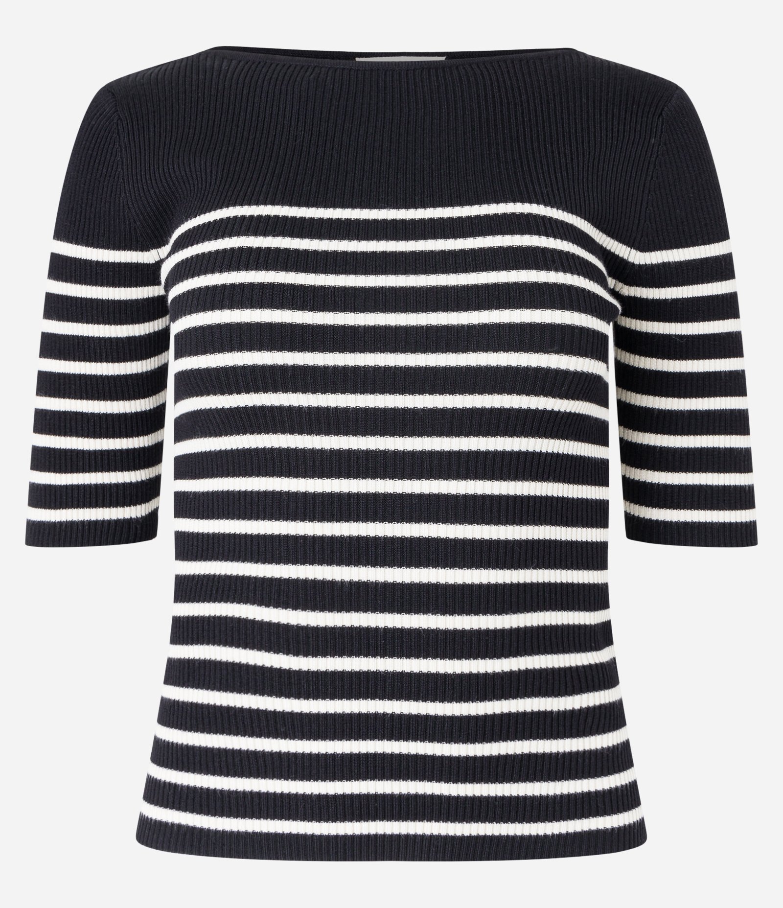 Blusa em Tricõ com Textura Canelada e Estampa Listrada Preto 6