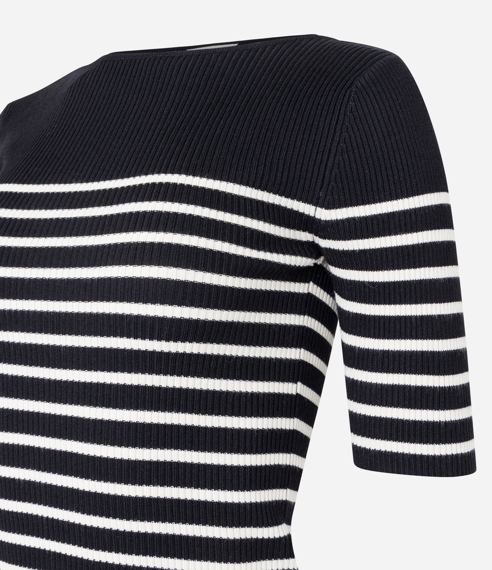 Blusa em Tricõ com Textura Canelada e Estampa Listrada Preto 7