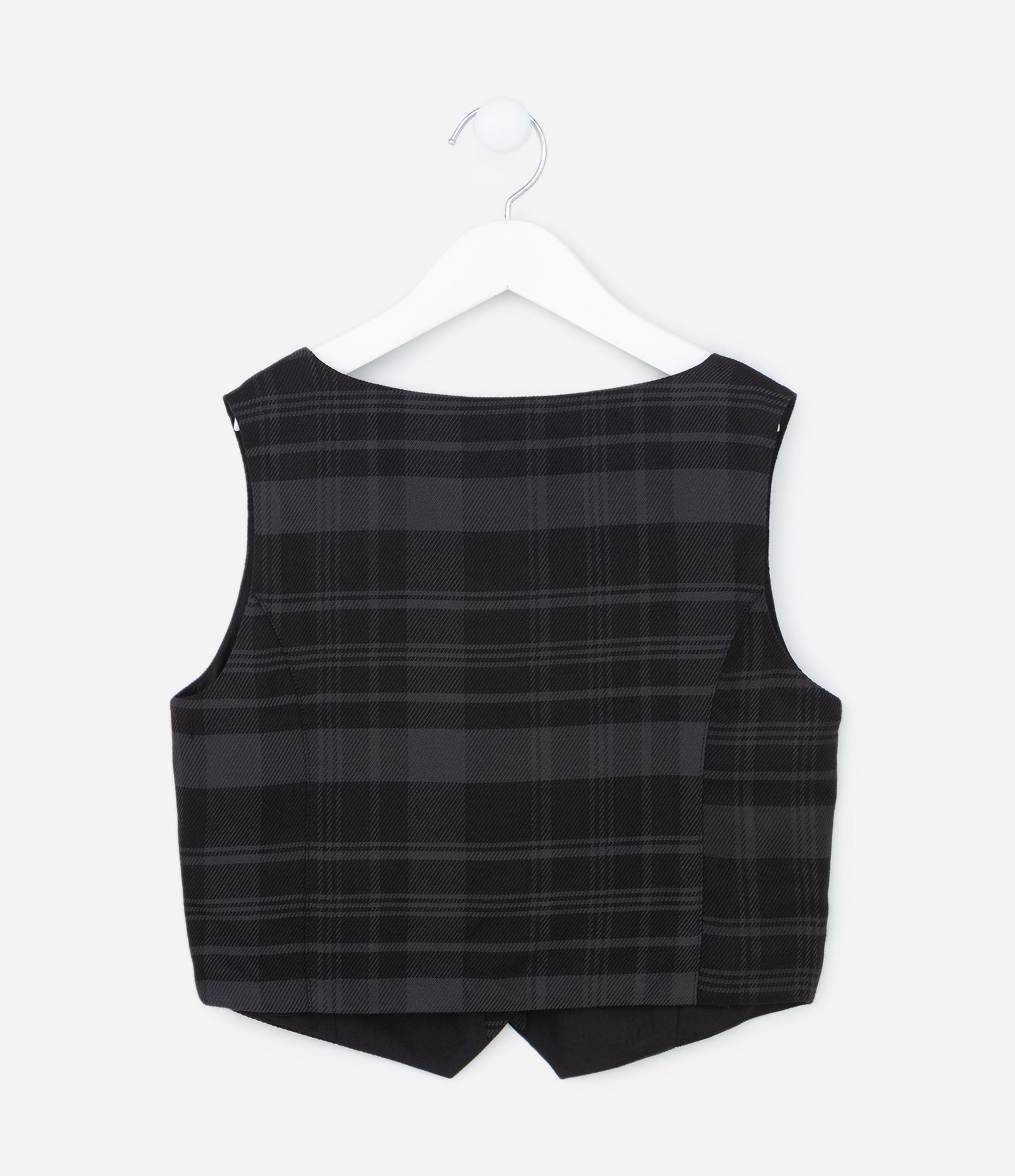Colete Infantil em Viscose com Estampa Xadrez - Tam 5 a 14 anos Preto 2