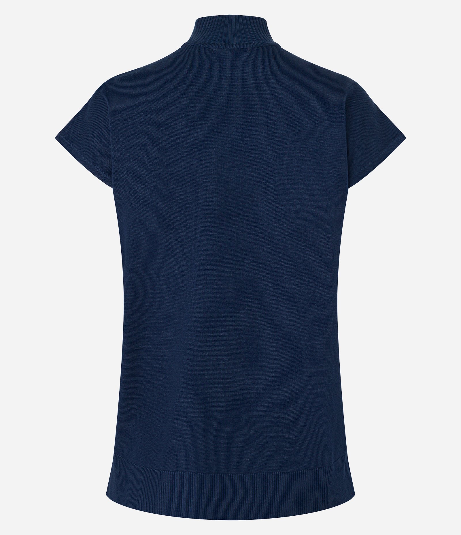 Blusa em Tricô com Gola Alta e Manga Curta Sem Cava Azul Escuro 7